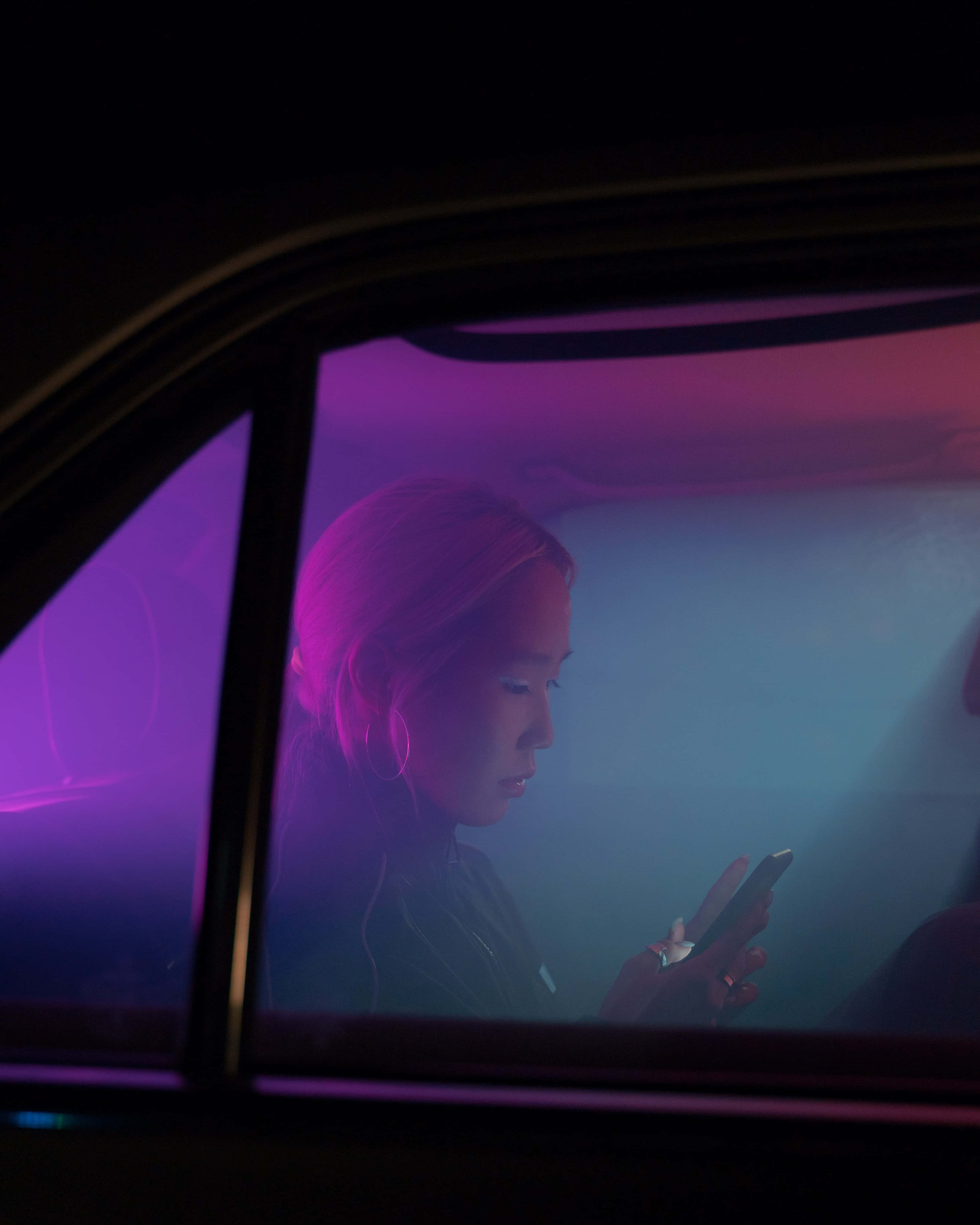 Purple Grunge Aesthetic, vibrant purple, blue neon light, 4K Phone Wallpaper