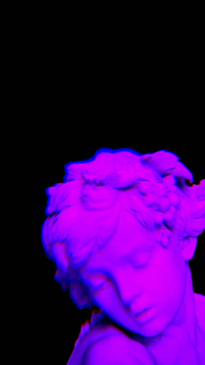 Purple Grunge Aesthetic, vibrant purple neon light, classical marble statue head, HD Phone Wallpaper