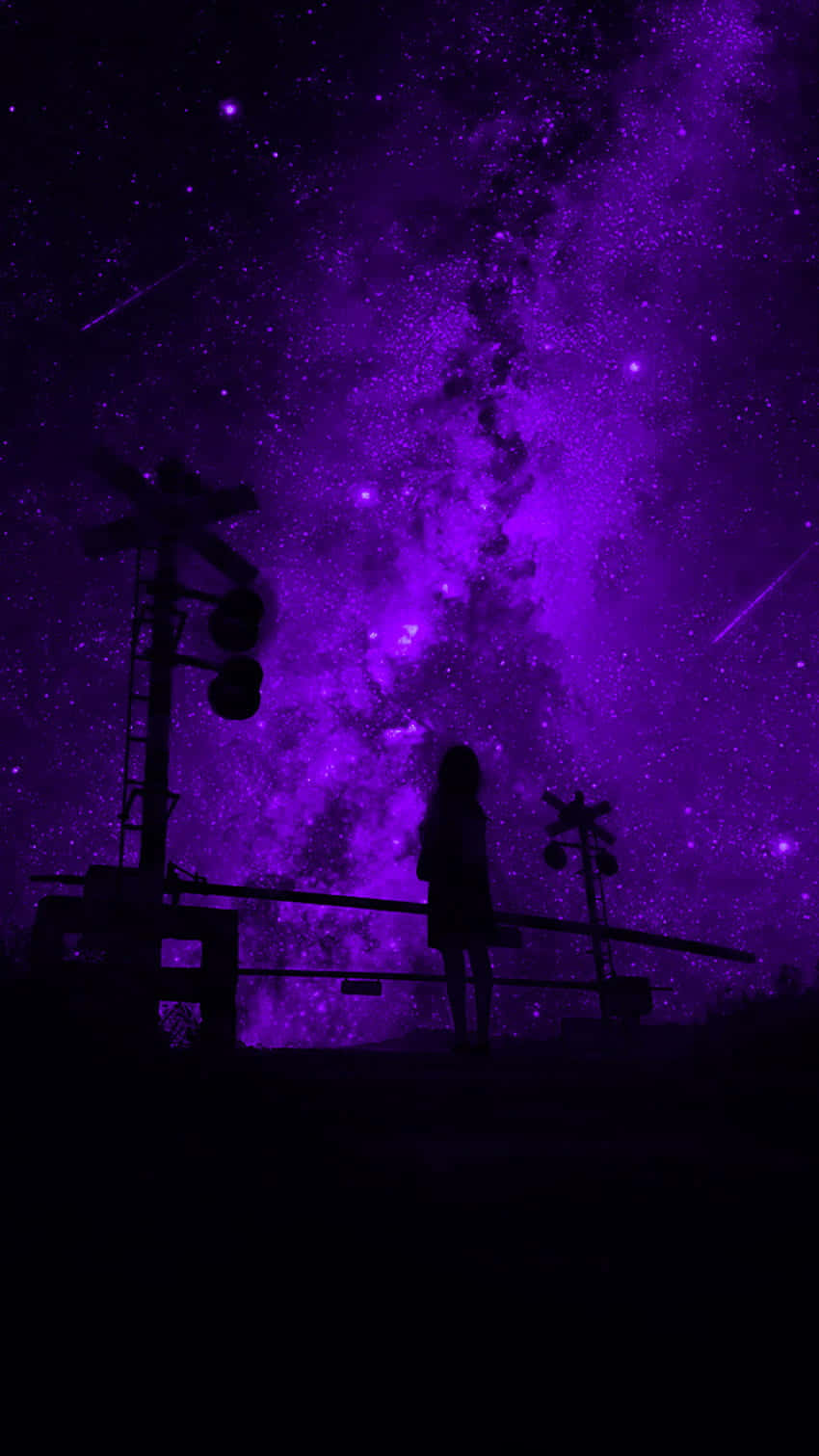 Purple Grunge Aesthetic, vibrant purple starry sky, shooting stars, HD Phone Wallpaper