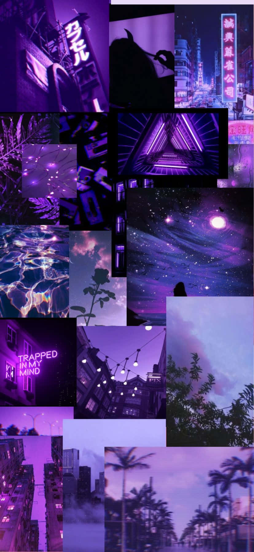 purple, neon cityscapes, cosmic skies, HD Phone Wallpaper