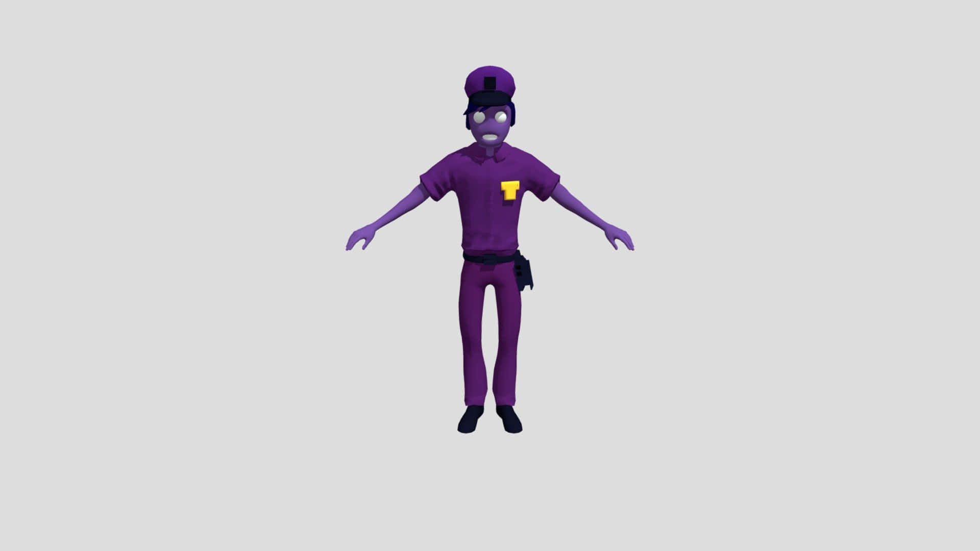 purple uniform, yellow badge, 3d cartoon police officer, Full HD Desktop Wallpaper