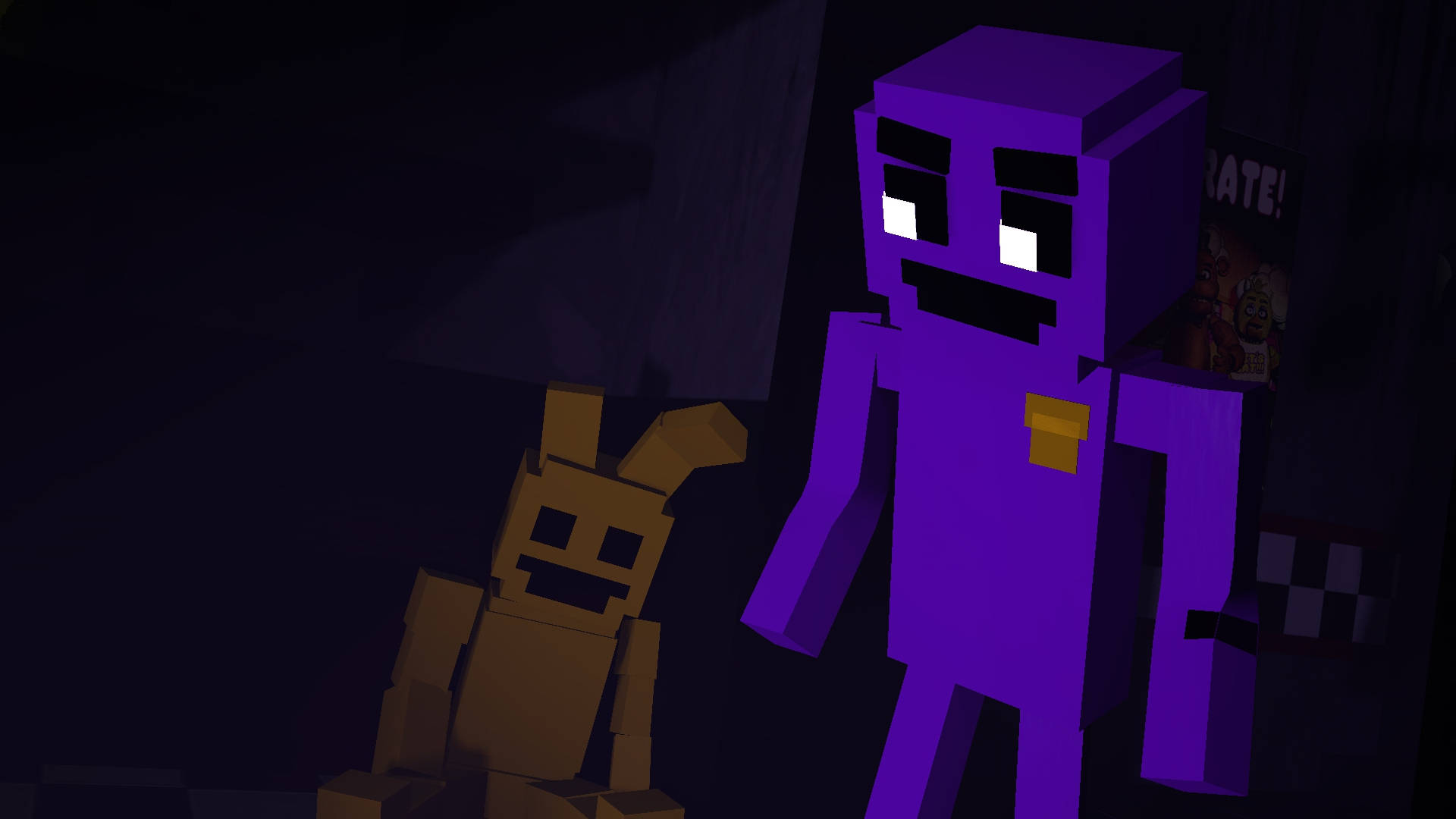 3D FNAF, 8-Bit, Purple Guy, Full HD Desktop Wallpaper
