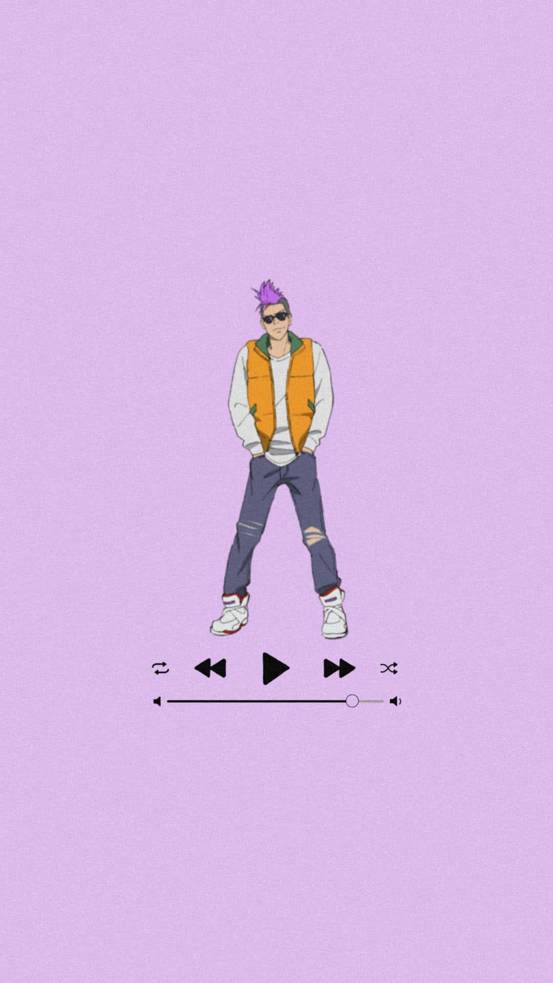 anime character, purple mohawk, sunglasses, Full HD Phone Wallpaper