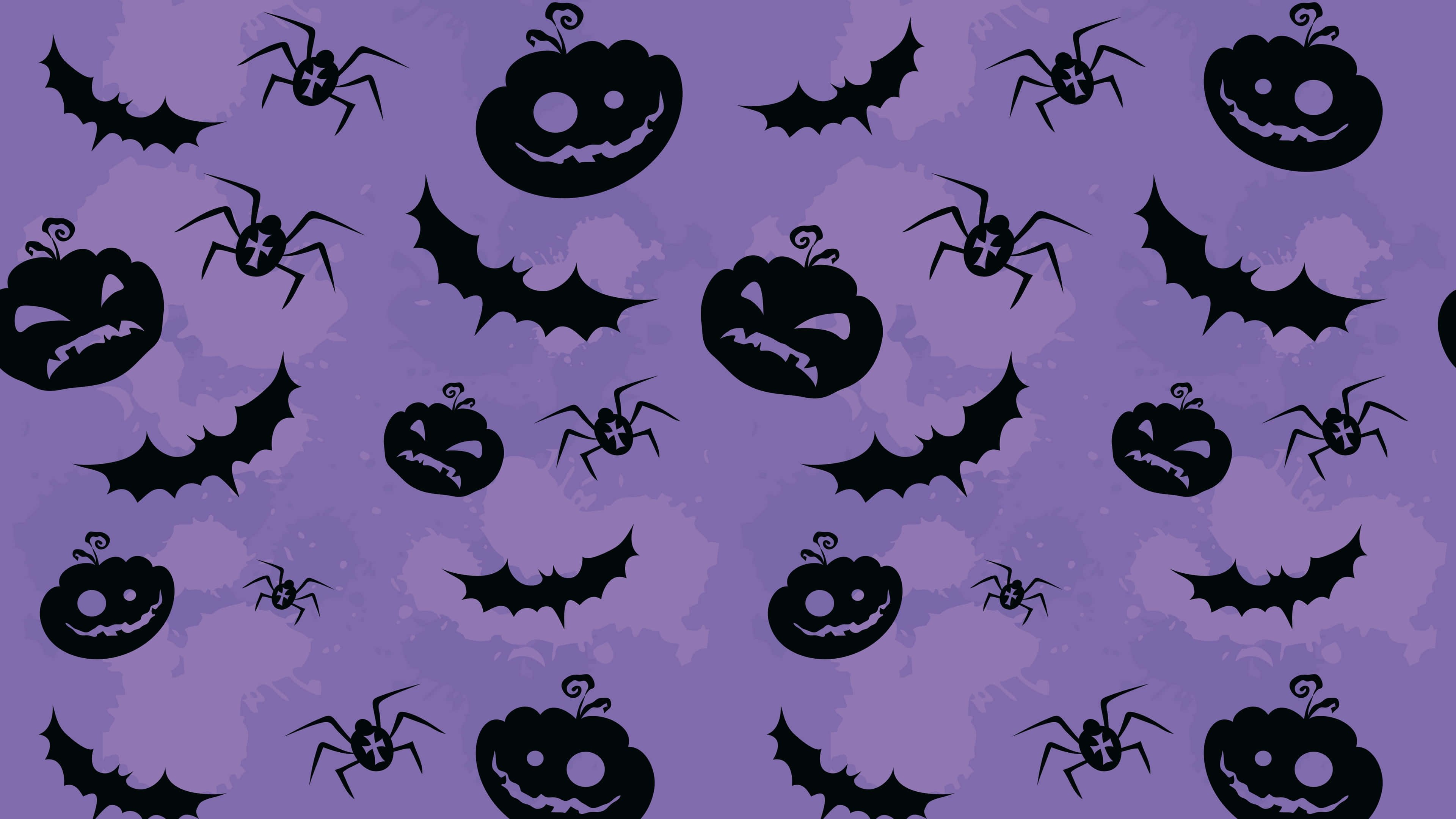 Purple Halloween, black bats, spiders, 4K Desktop Wallpaper