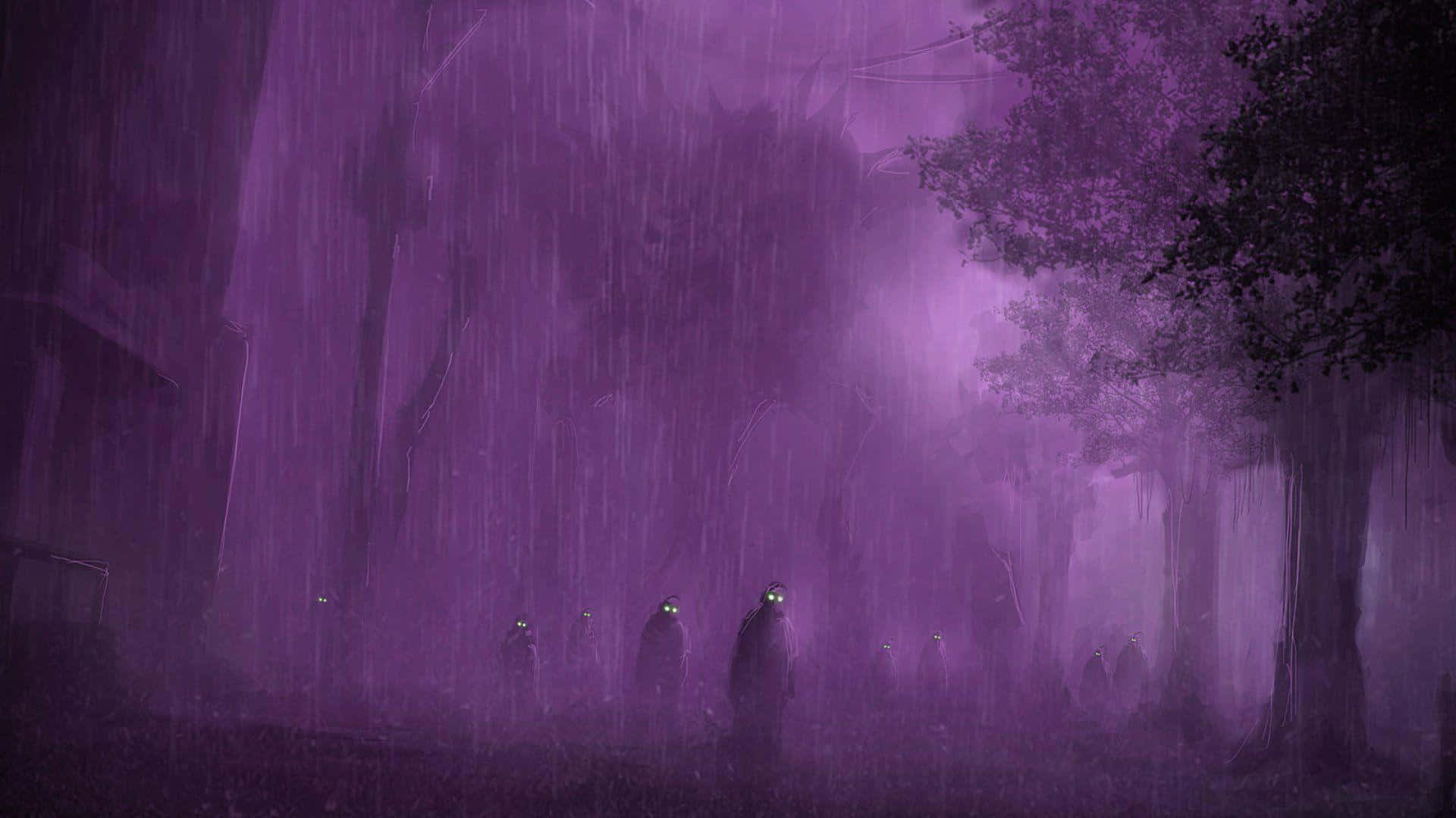 Purple Halloween Rainy Night, Purple rain, misty urban forest, Full HD Desktop Wallpaper