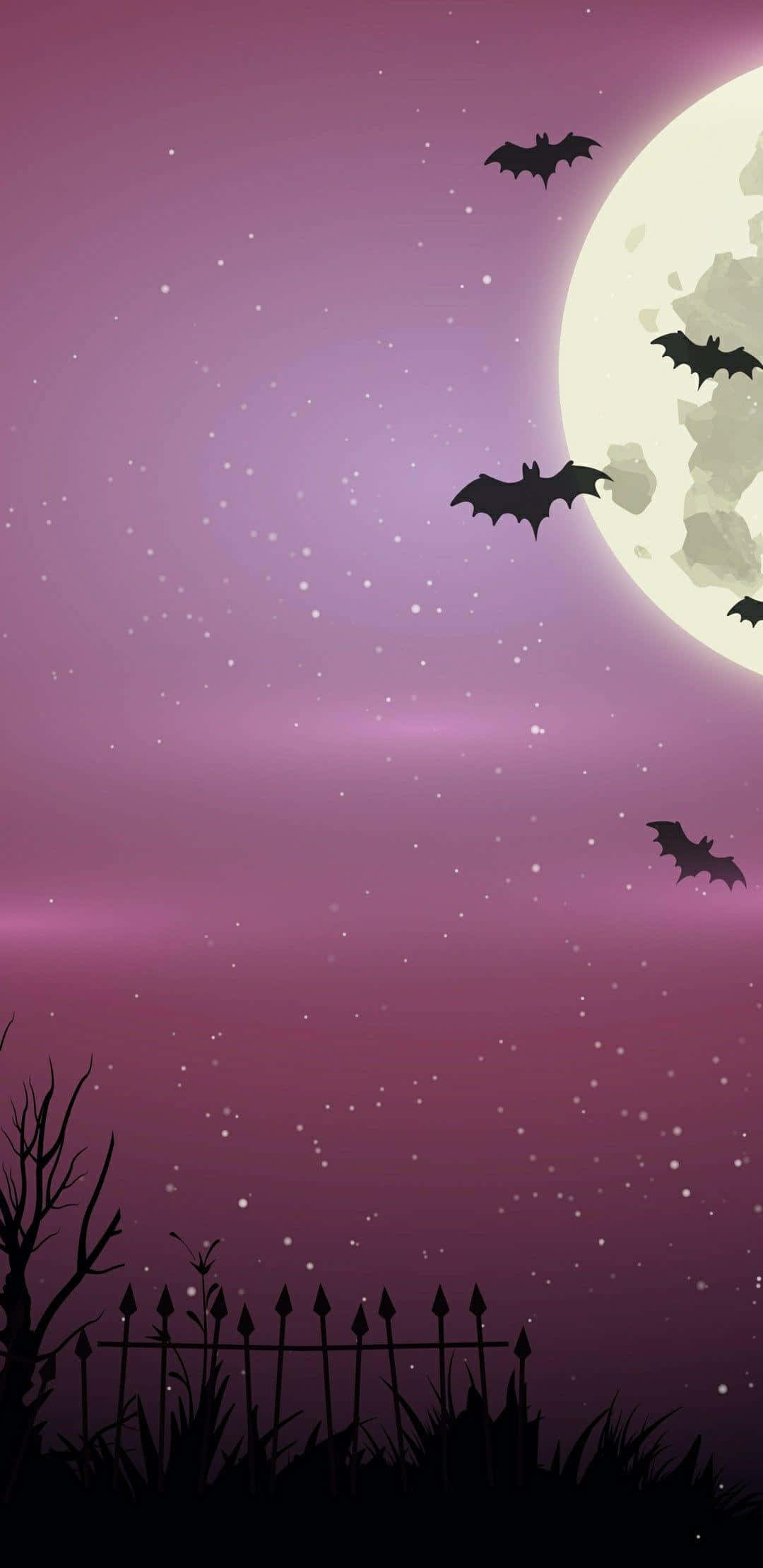 Purple Halloween, full moon, starry purple night sky, Full HD Phone Wallpaper