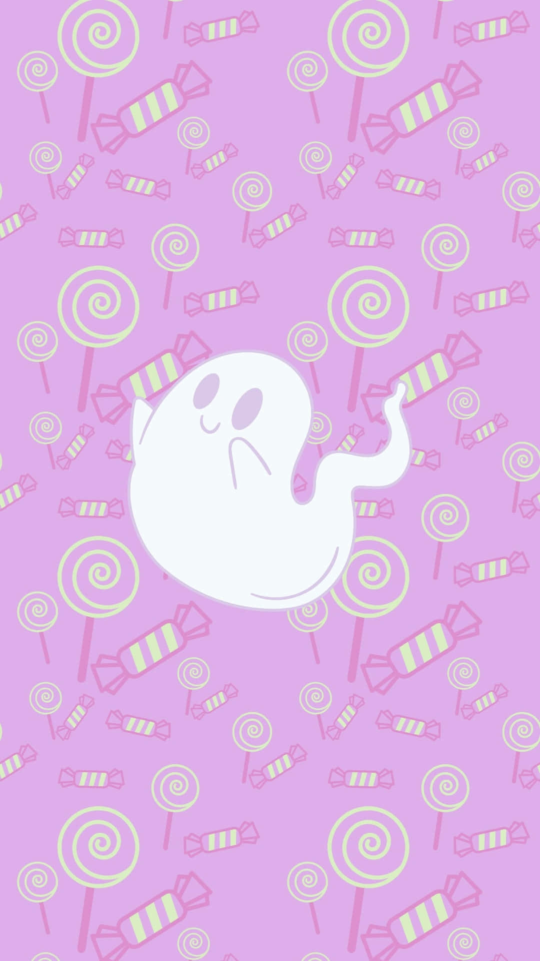 Purple Halloween, white ghost, pastel pink background, Full HD Phone Wallpaper