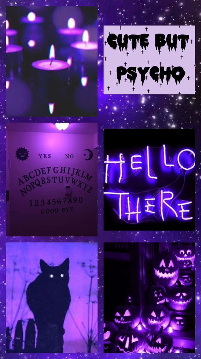 Purple Halloween, candles, ouija board, SD Phone Wallpaper
