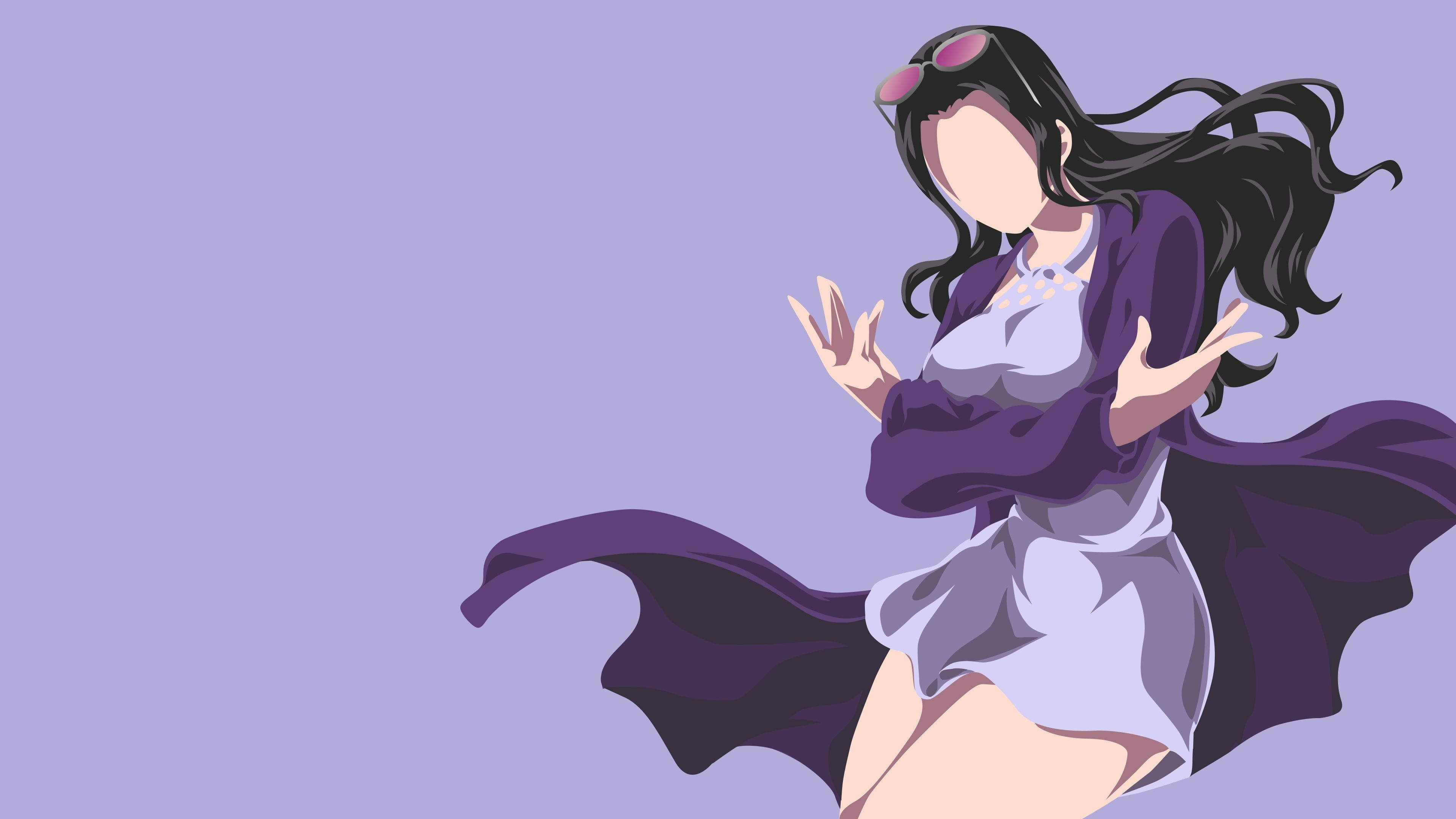 Anime girl, long black hair, pink sunglasses, 4K Desktop Wallpaper