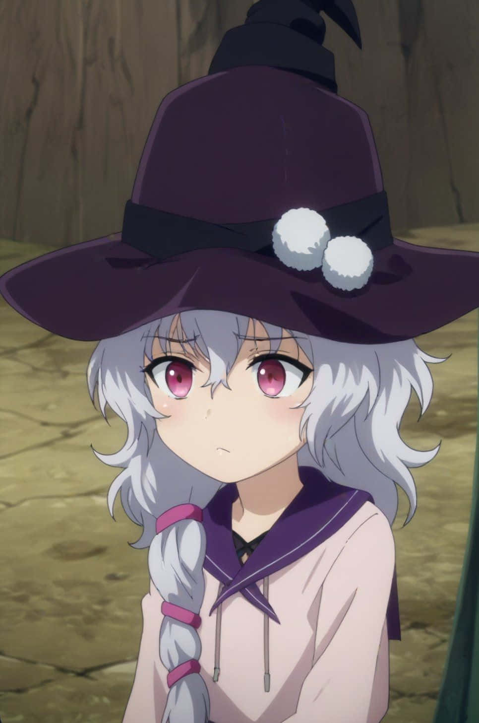 purple hat, anime witch, silver hair, HD Phone Wallpaper
