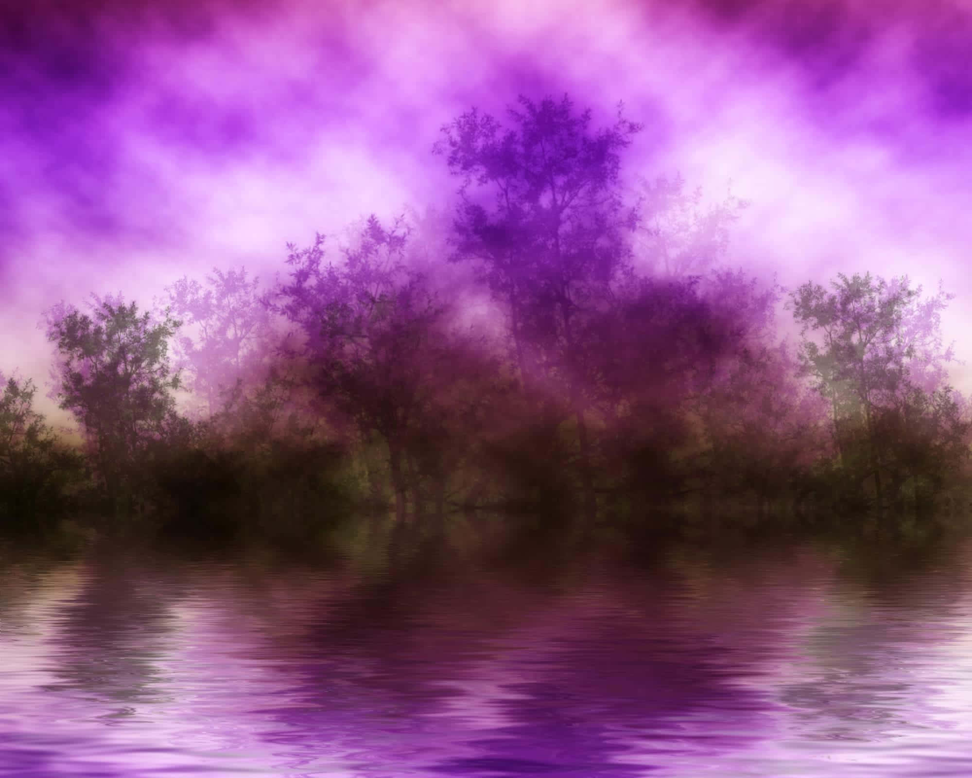 Purple Haze, misty purple sky, calm water, Full HD Desktop Wallpaper