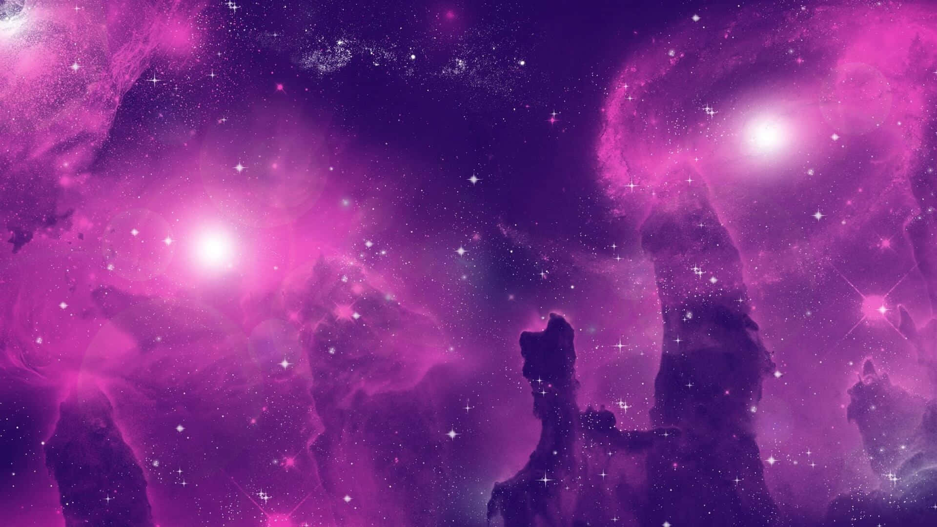 vibrant purple nebula, bright stars, cosmic dust formations, Full HD Desktop Wallpaper
