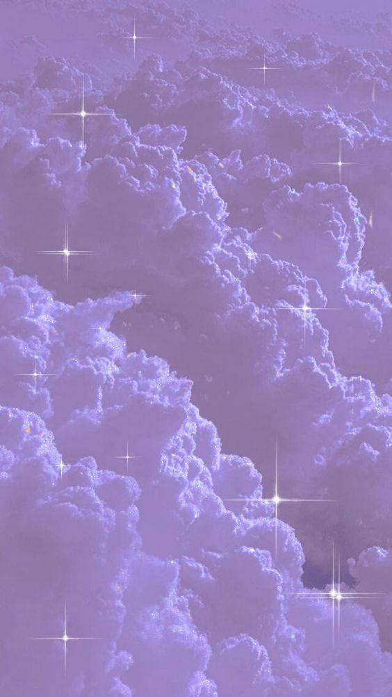 Purple Clouds, lavender clouds, sparkling stars, SD Phone Wallpaper