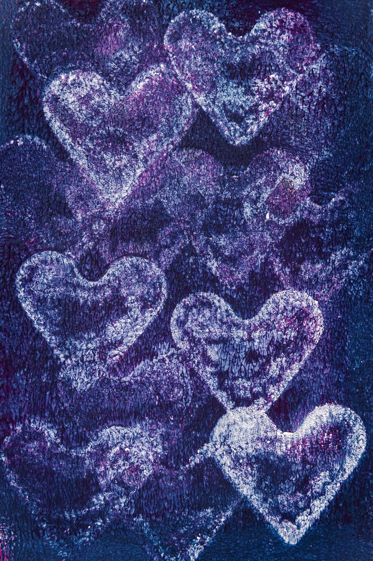 Purple Heart, rough texture, glowing translucent hearts, Full HD Phone Wallpaper