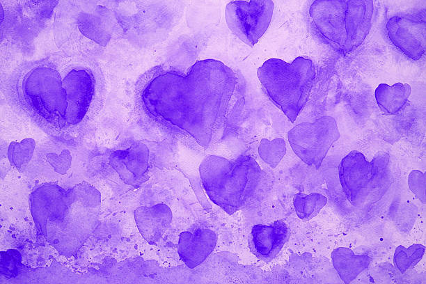 purple watercolor heart, textured background, soft purple, SD Desktop Wallpaper