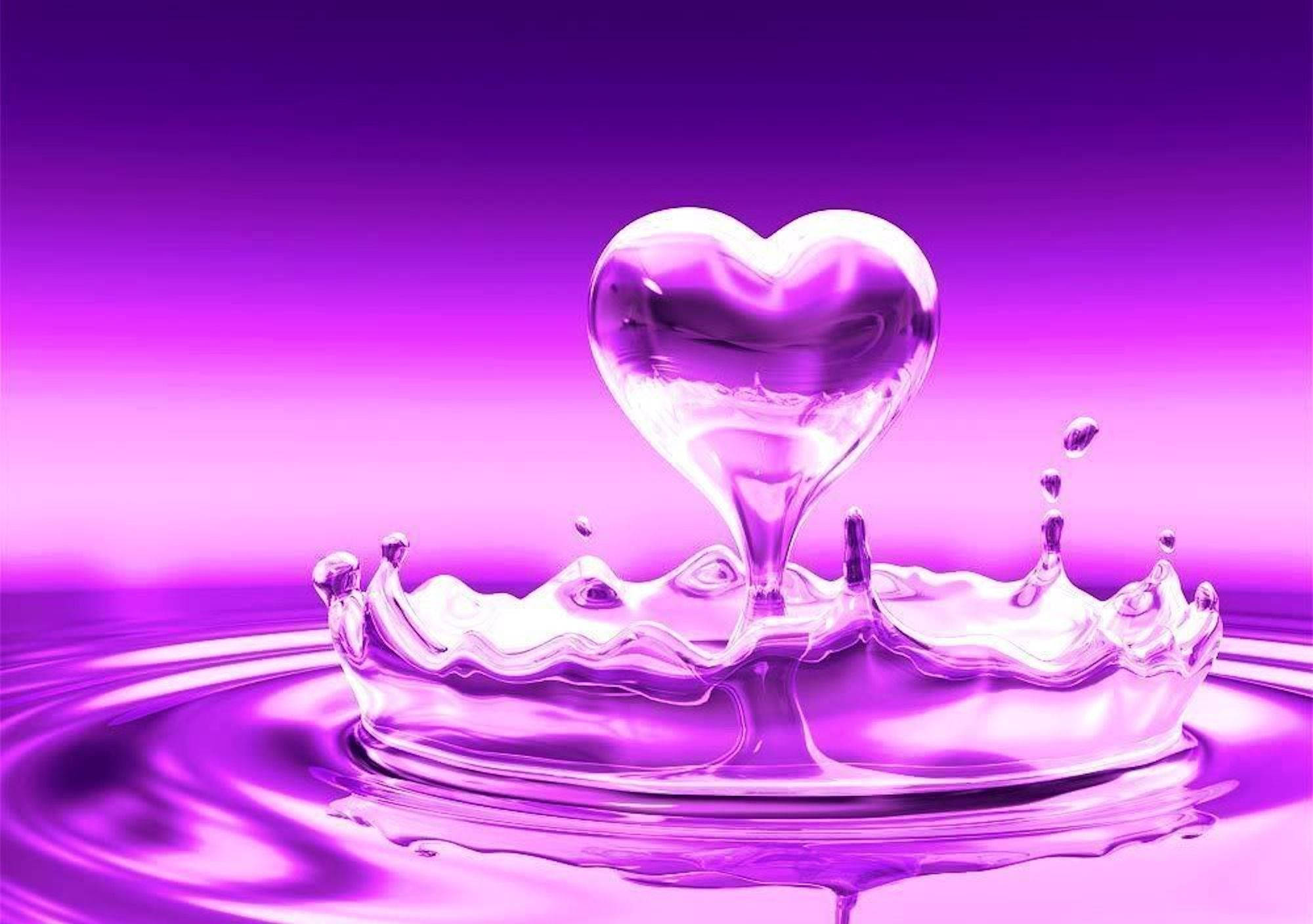 Purple Heart, water droplet, vibrant purple liquid, Full HD Desktop Wallpaper