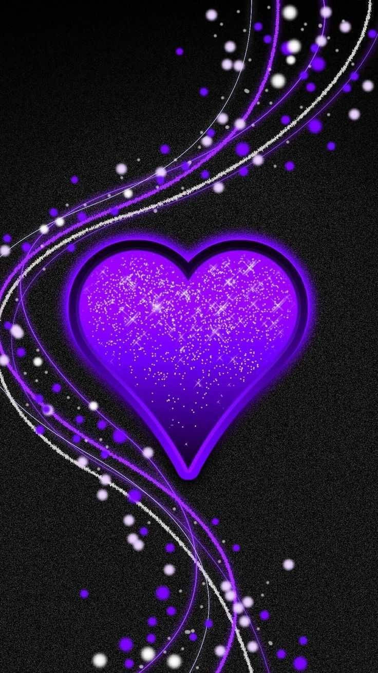 glittering purple heart, glowing purple heart, glitter sparkles, HD Phone Wallpaper