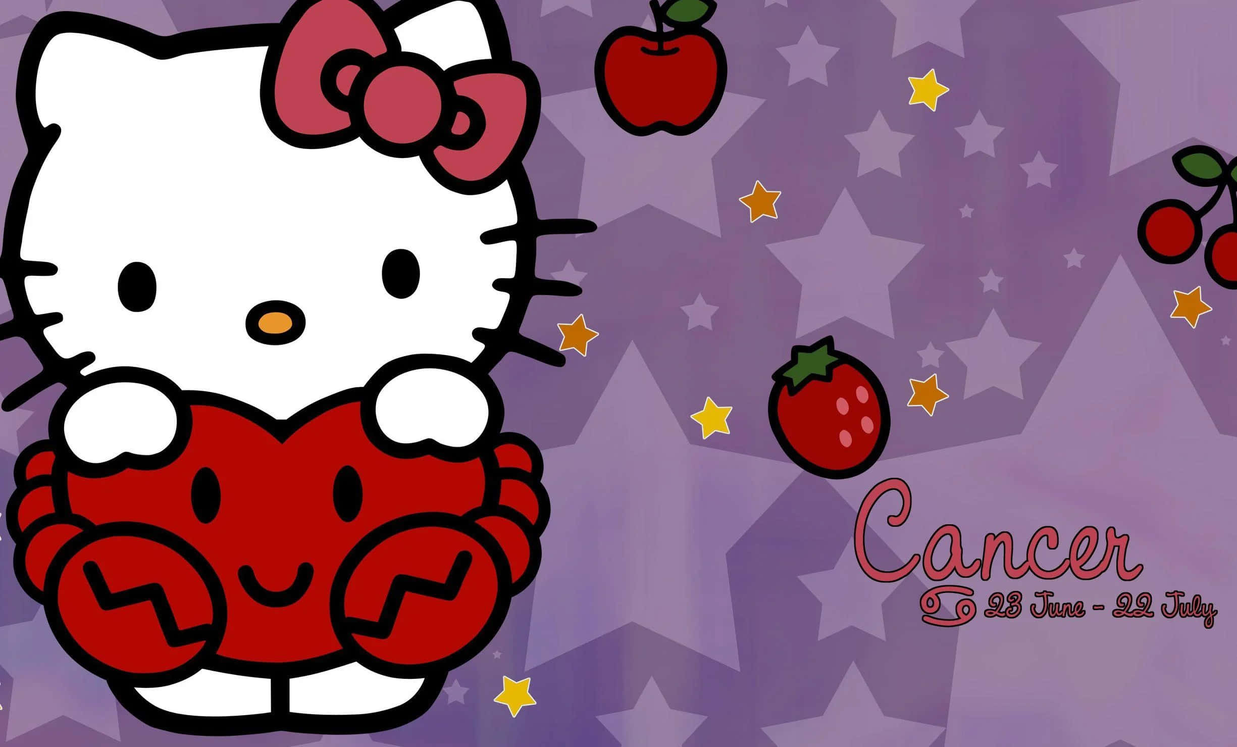 Purple Hello Kitty, Cancer Zodiac, red crab, Full HD Desktop Wallpaper
