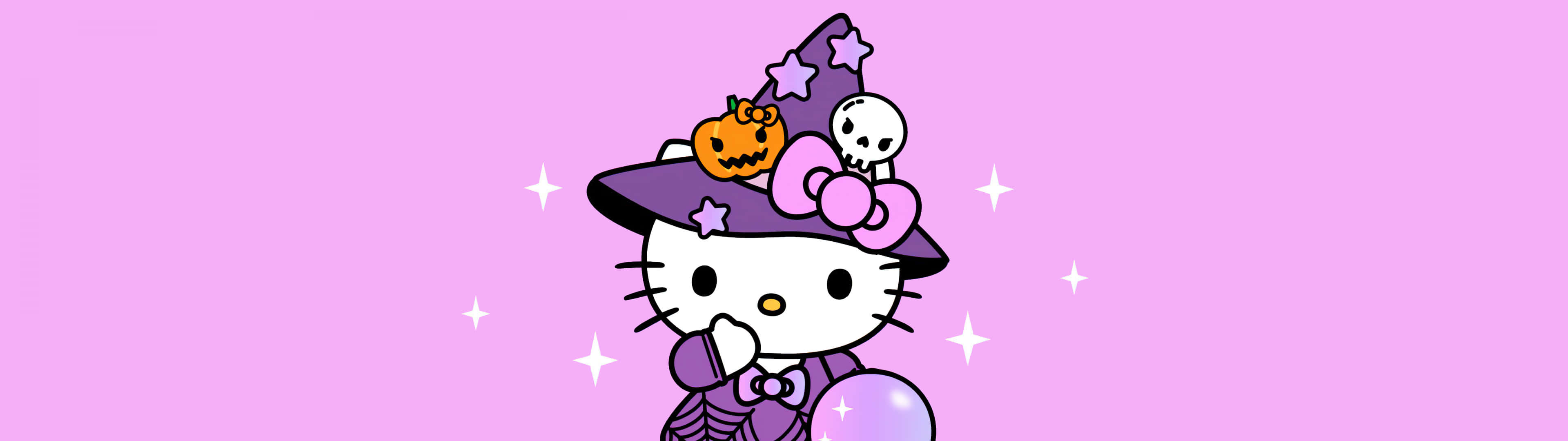 Hello Kitty, witch, purple hat, 4K Desktop Wallpaper