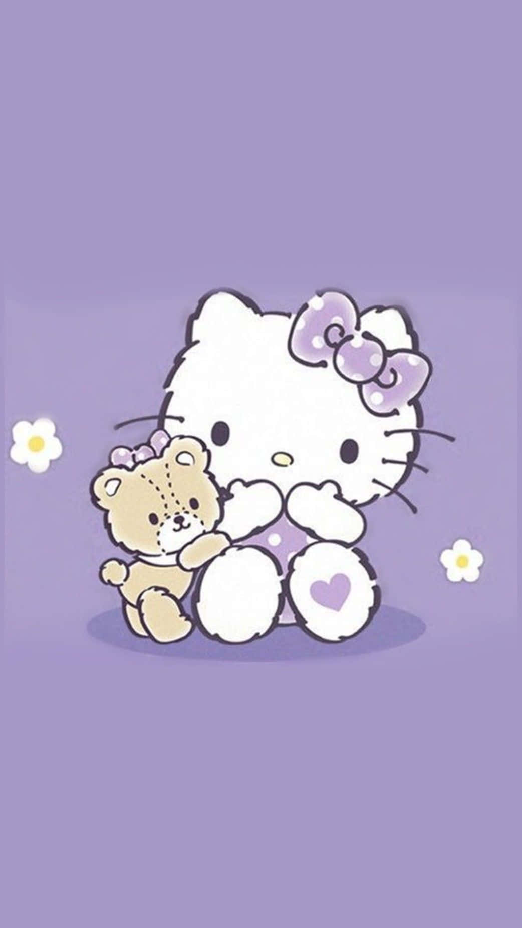 Purple Hello Kitty, teddy bear, purple dress, HD Phone Wallpaper