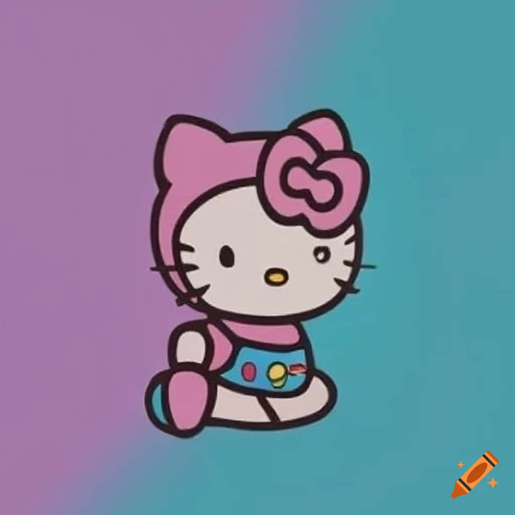 Purple Gradient Hello Kitty, Hello Kitty, purple and teal gradient, SD Desktop Wallpaper