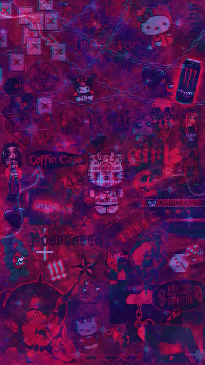 E-Girl Aesthetic, Hello Kitty, anime characters, SD Phone Wallpaper