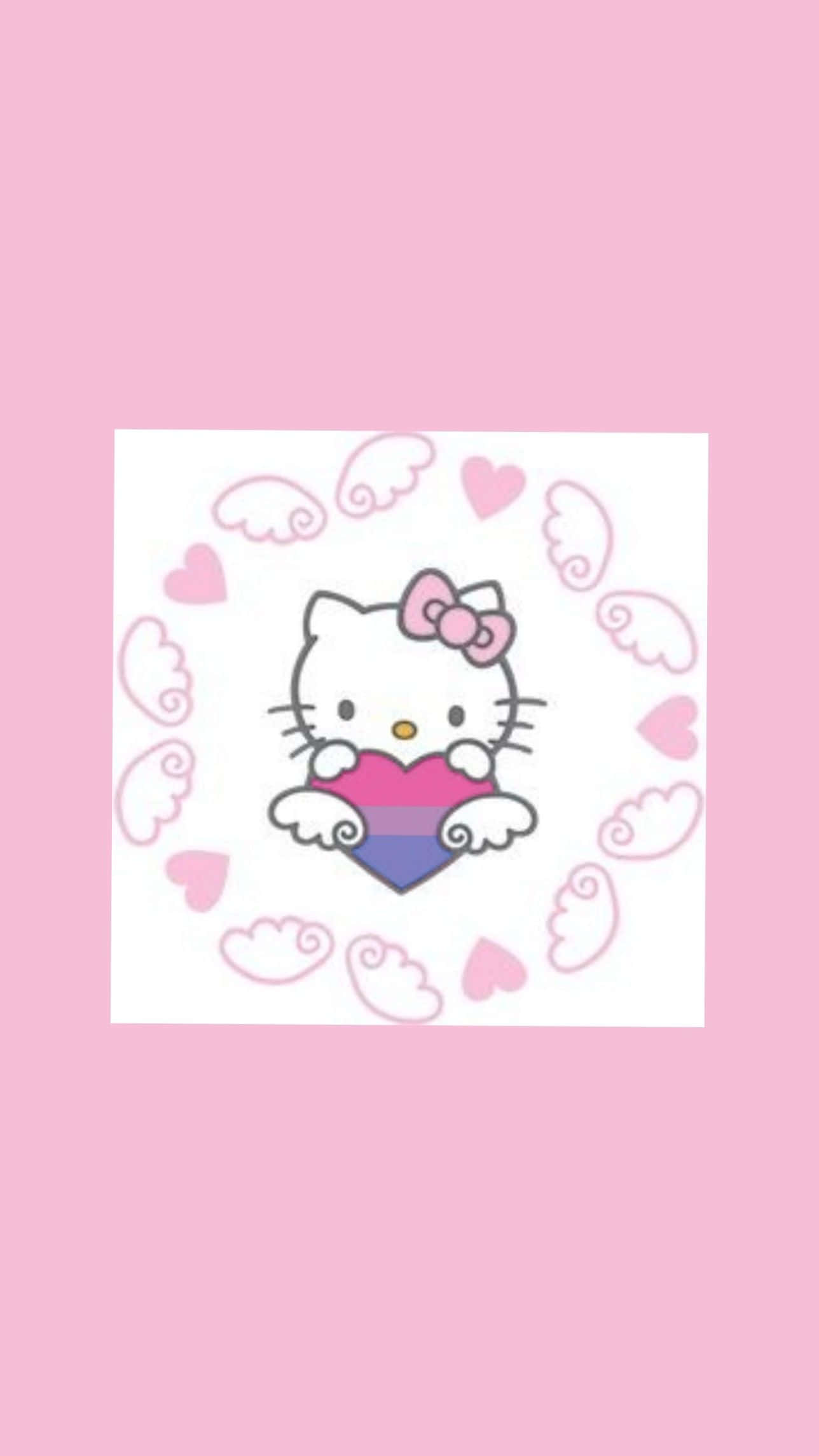 Hello Kitty, pink and purple heart, pink hearts, Full HD Phone Wallpaper