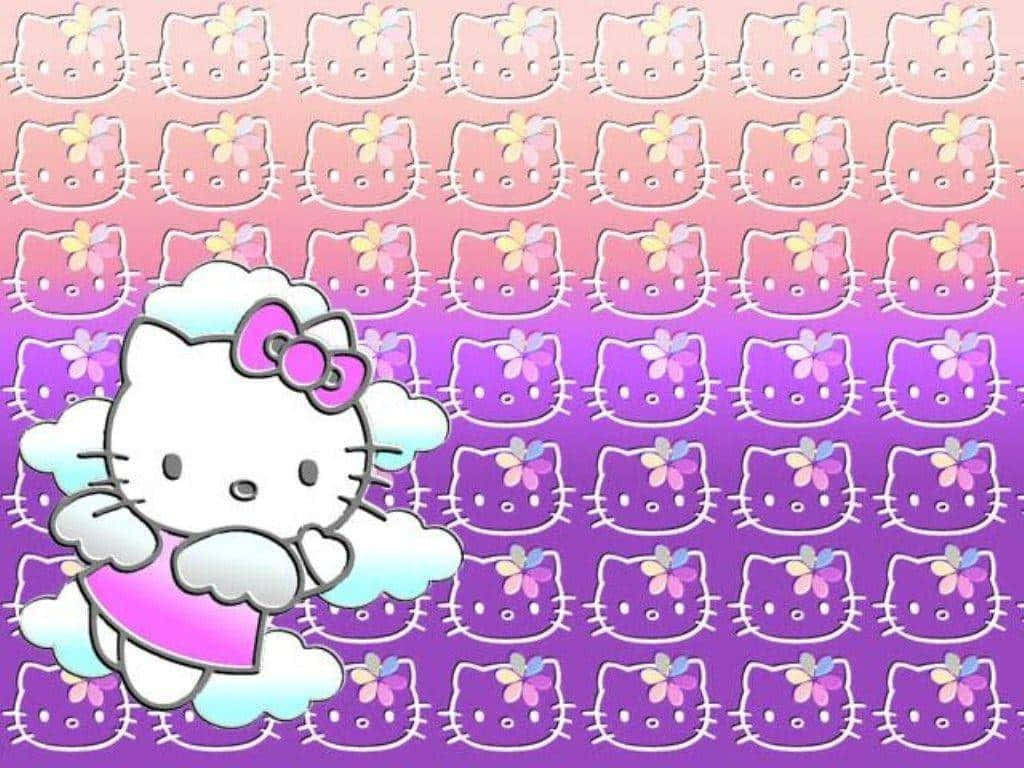 Purple Hello Kitty, Hello Kitty, gradient background, SD Desktop Wallpaper
