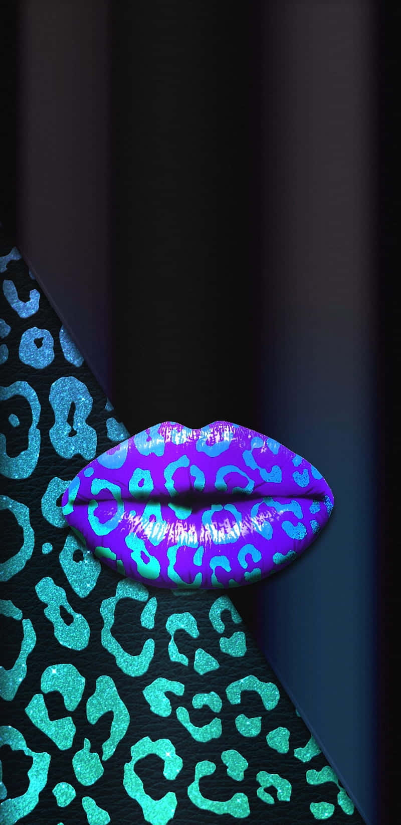 purple lips, blue cute cheetah print, cyan leopard print, HD Phone Wallpaper