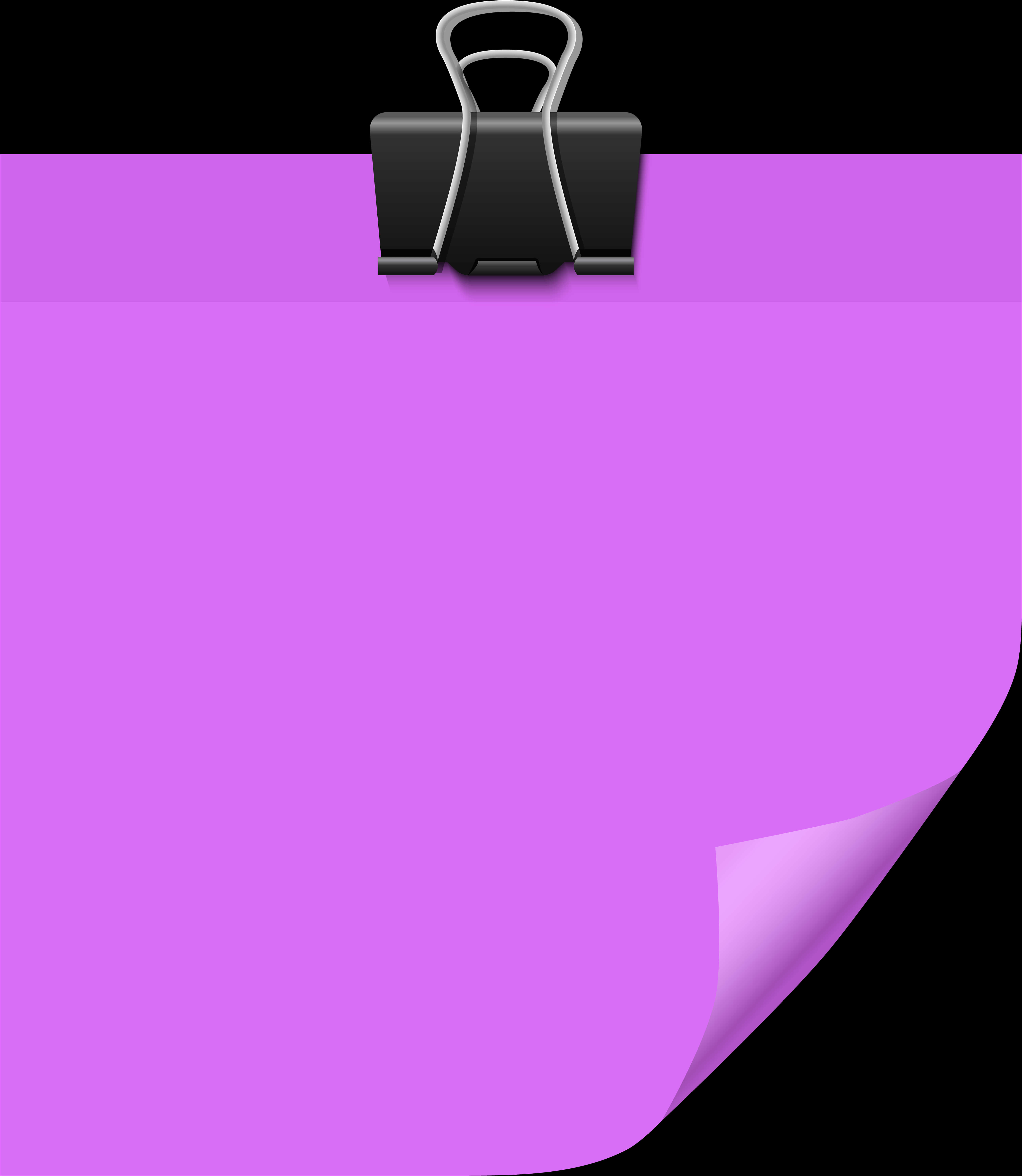 Purple Sticky Notewith Clip, vibrant purple paper, black binder clip, 5K Phone Wallpaper