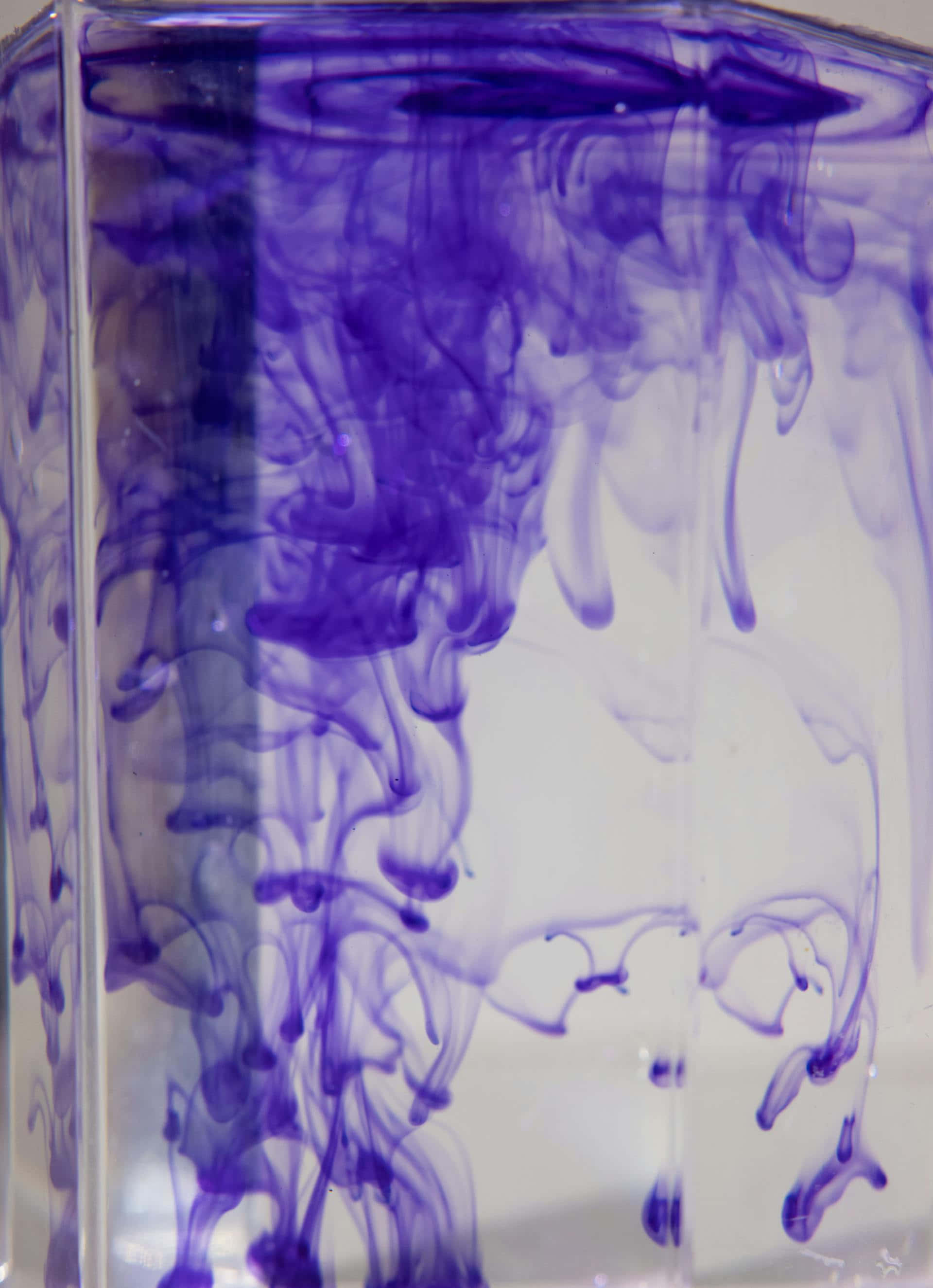 purple ink, clear water, transparent glass container, 2K Phone Wallpaper