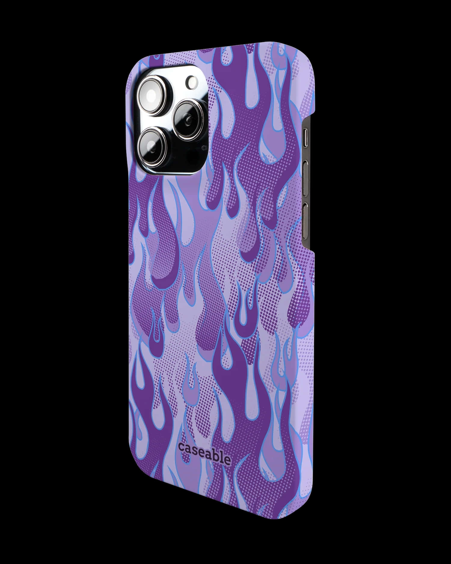Purple Flame Patterni Phone14 Pro Max Case, purple flame pattern, halftone dots, HD Phone Wallpaper