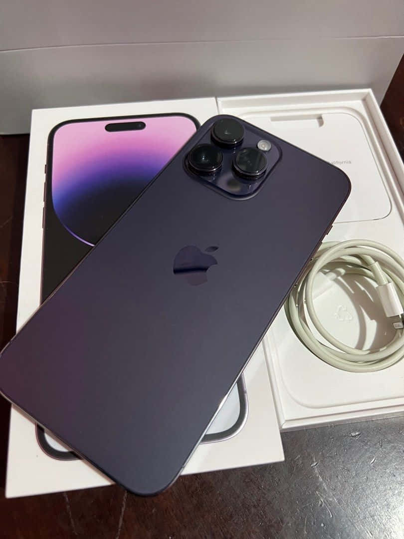 iPhone 14 Pro, purple, white box, SD Phone Wallpaper