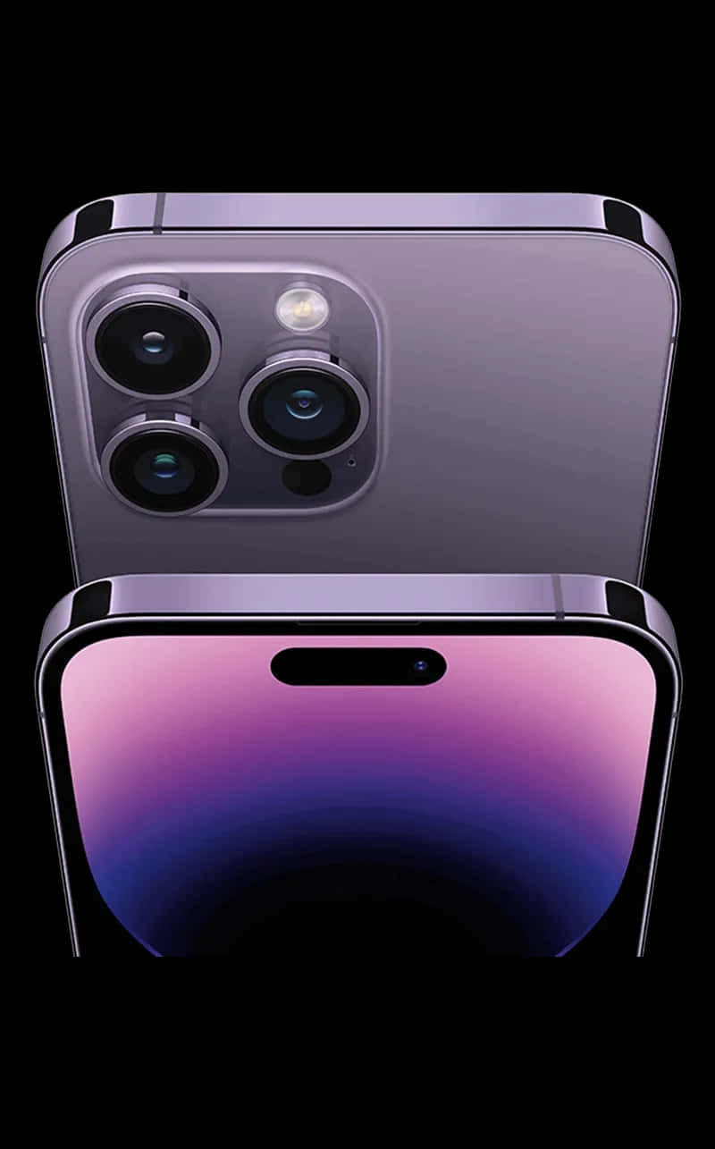 Purple iPhone 14 Pro Max, gradient screen, black background, HD Phone Wallpaper