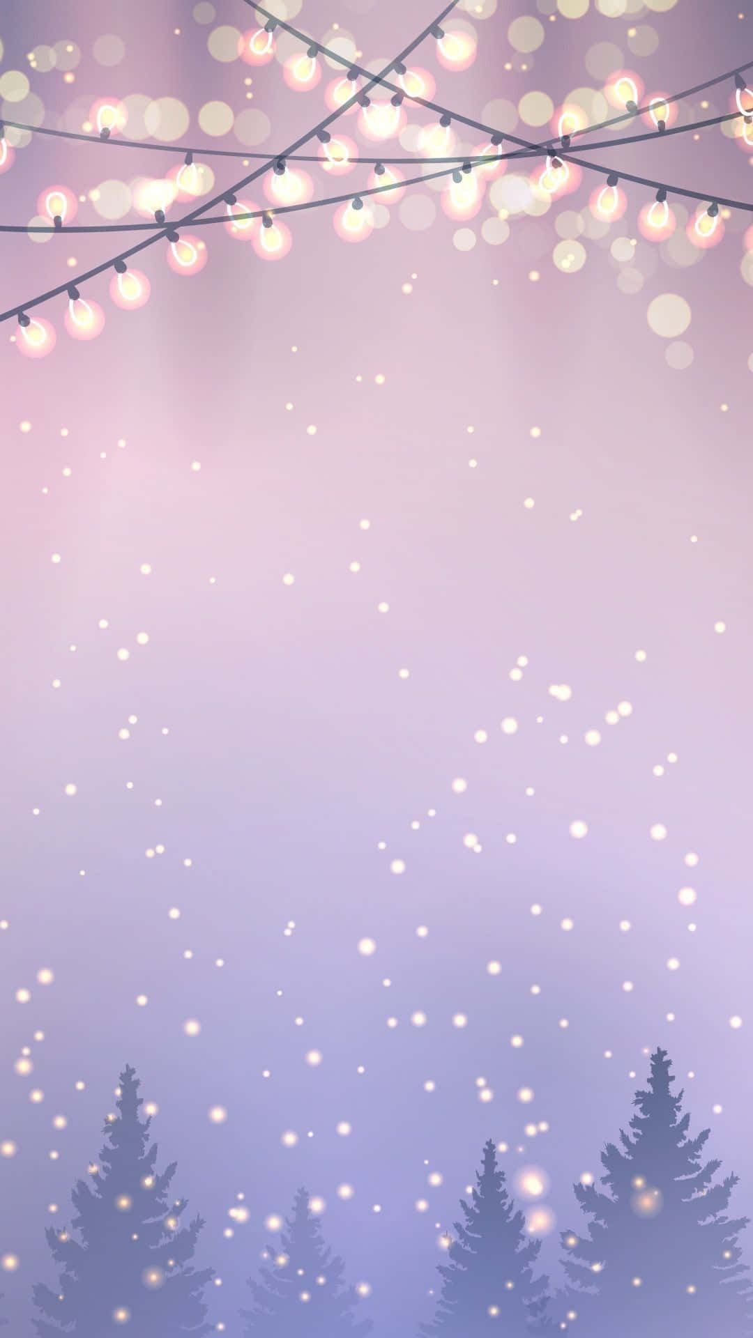 Pastel Purple iPhone, snow, string lights, Full HD Phone Wallpaper