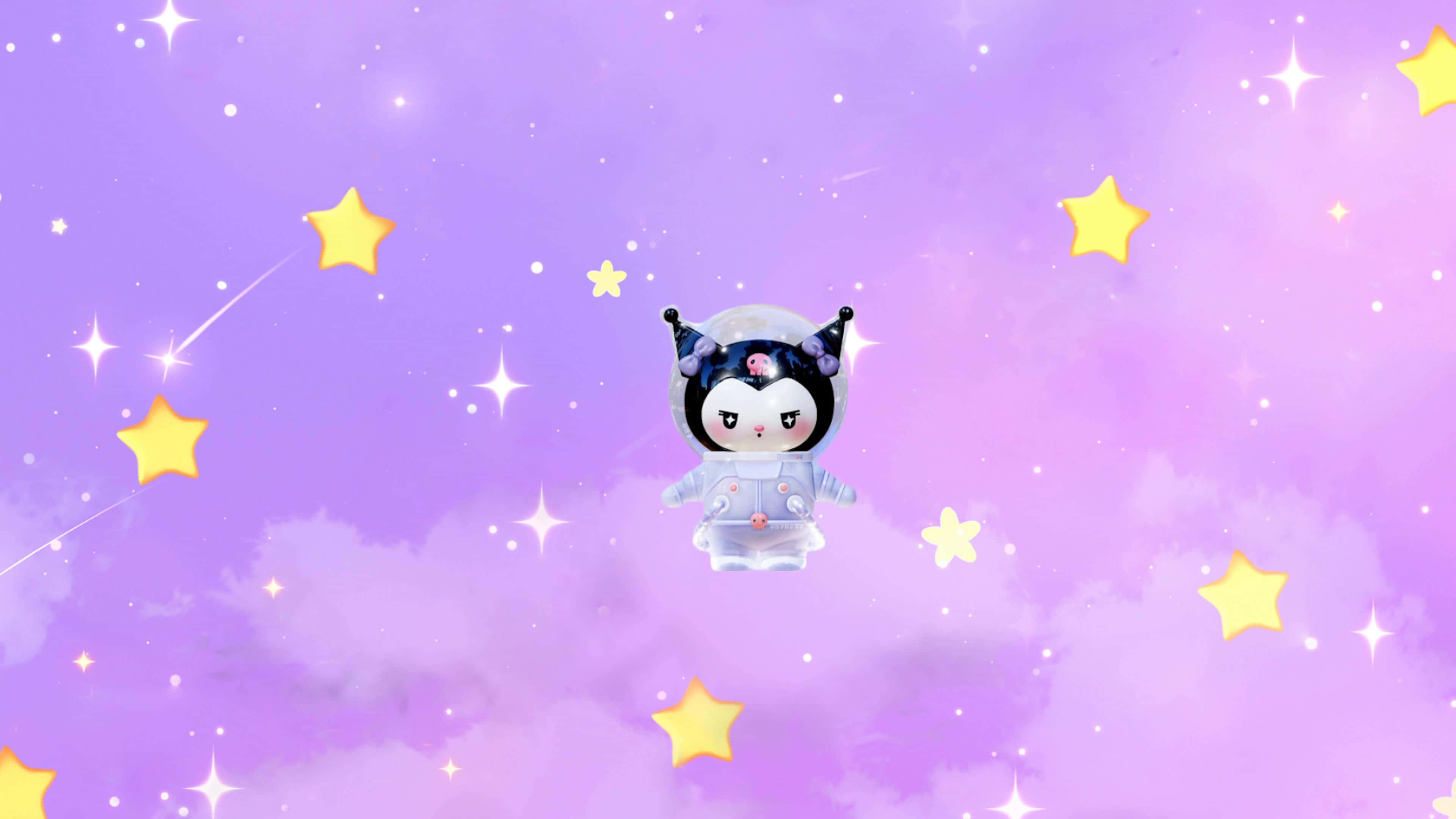 Purple Kuromi, starry sky, glowing stars, 4K Desktop Wallpaper