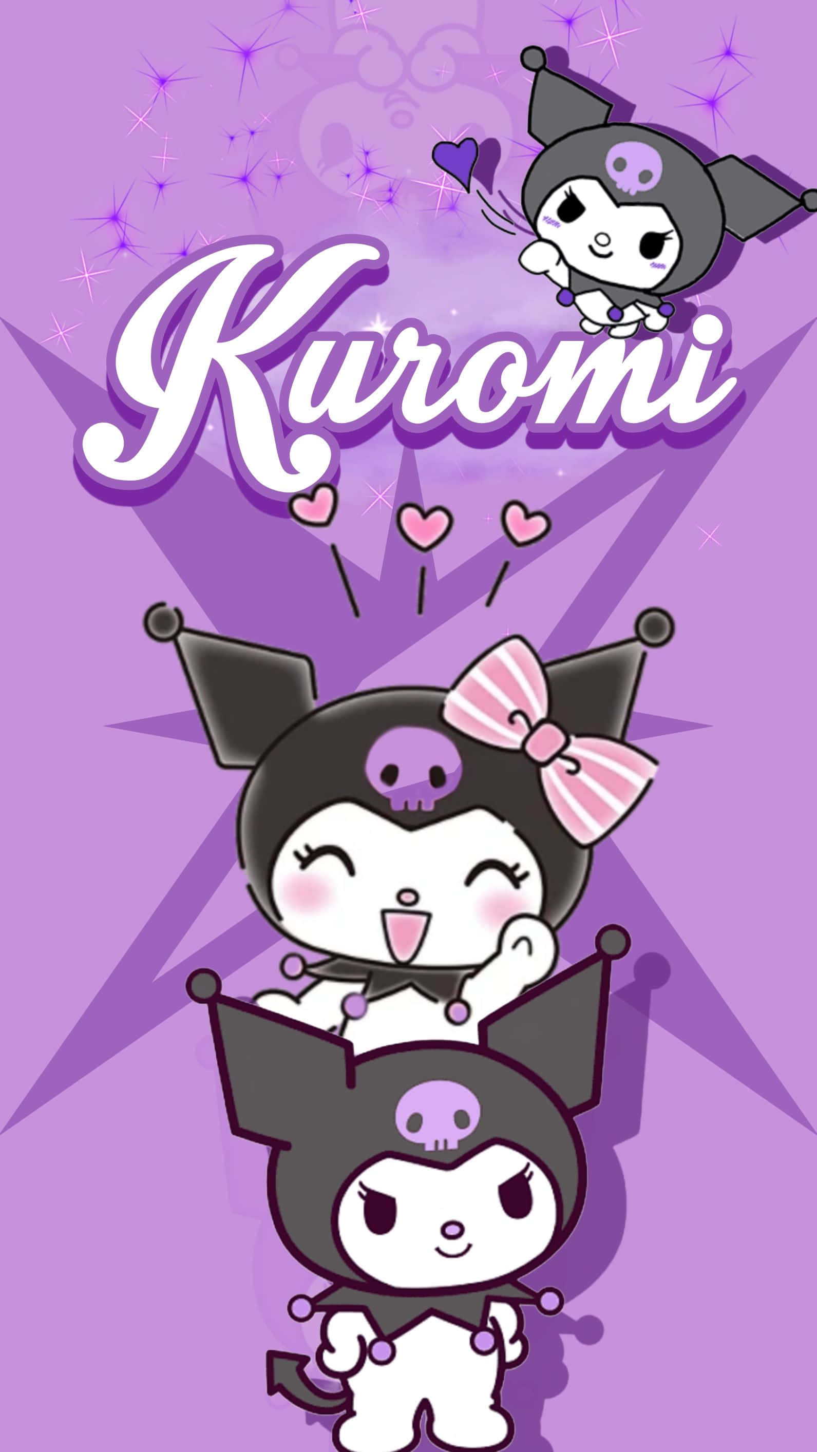 Kuromi, purple, sparkling purple background, 2K Phone Wallpaper