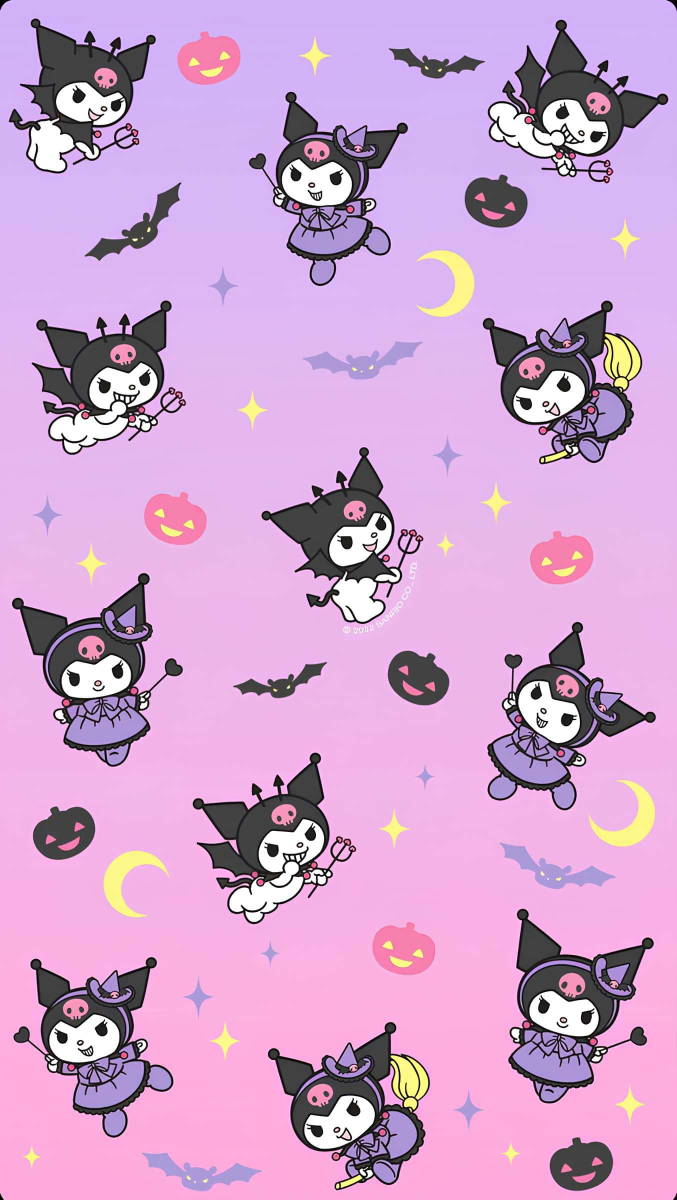 Kuromi, Halloween Pattern, witch costumes, Full HD Phone Wallpaper