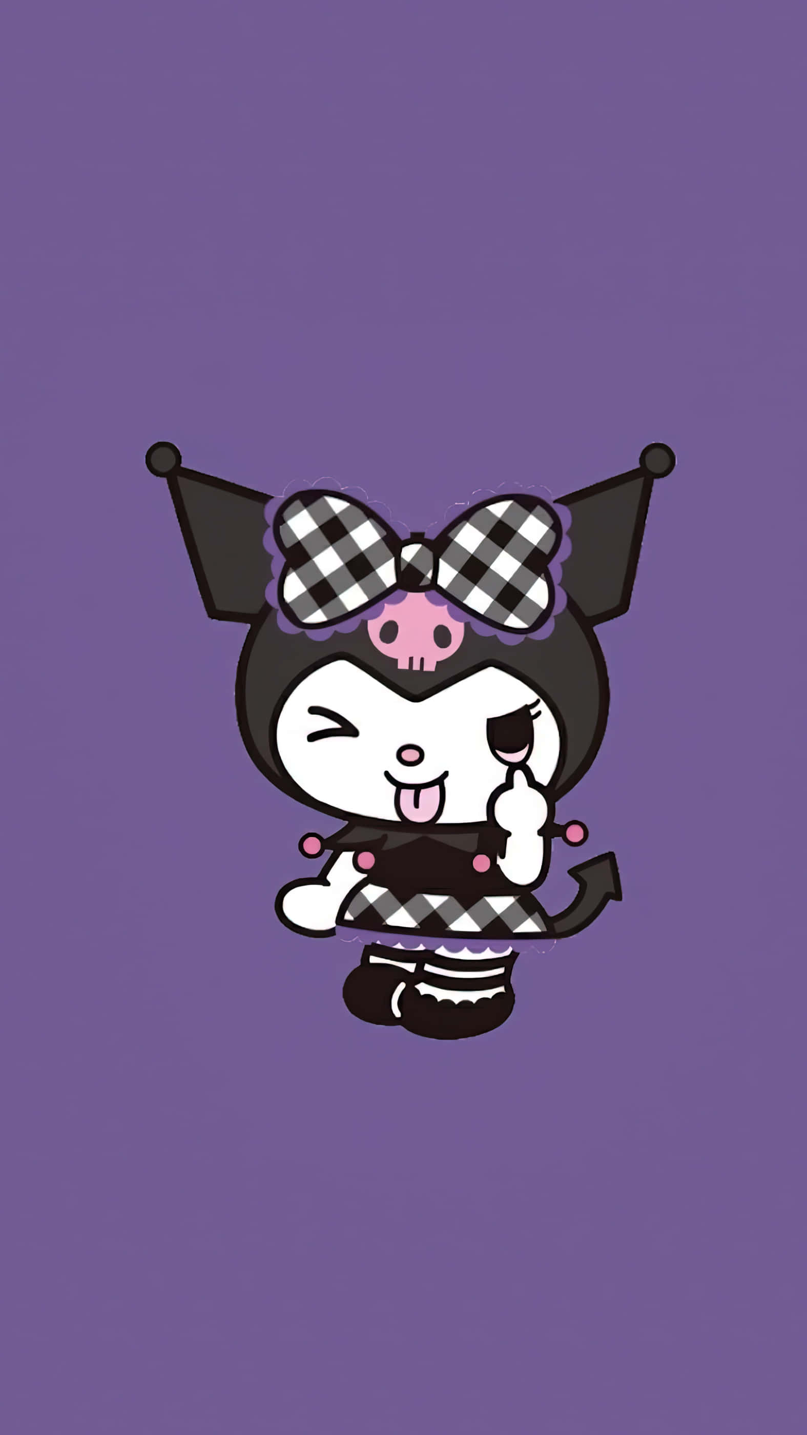Purple Kuromi, winking, cheerful, 2K Phone Wallpaper