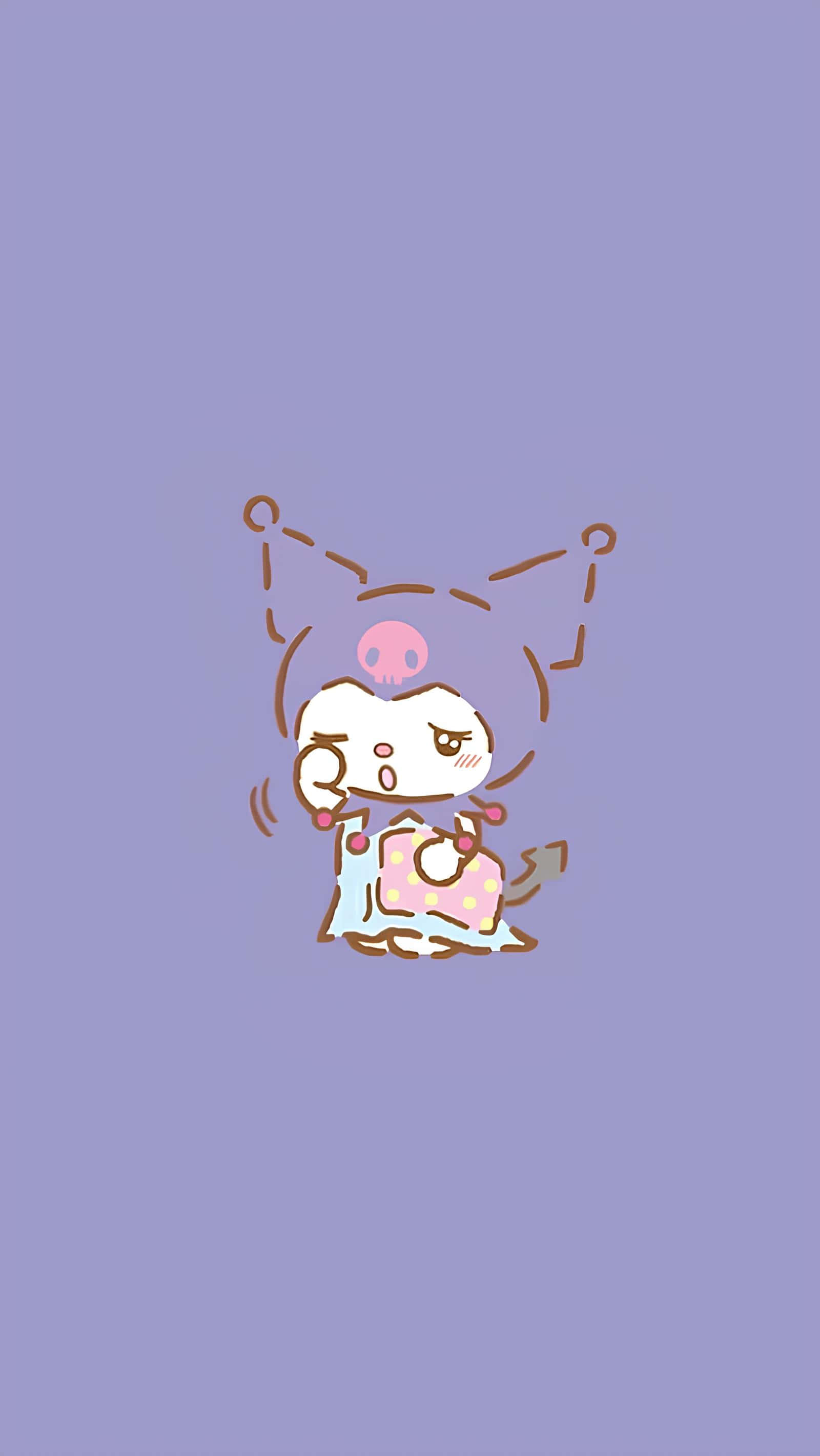 Purple Kuromi, pink skull, purple background, 2K Phone Wallpaper