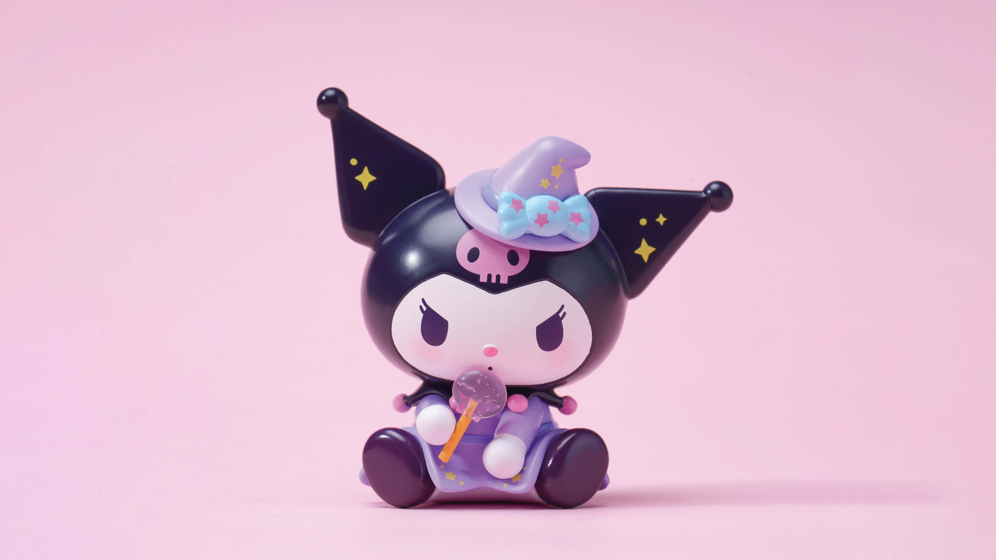 Purple Kuromi, witch hat, lollipop, 4K Desktop Wallpaper