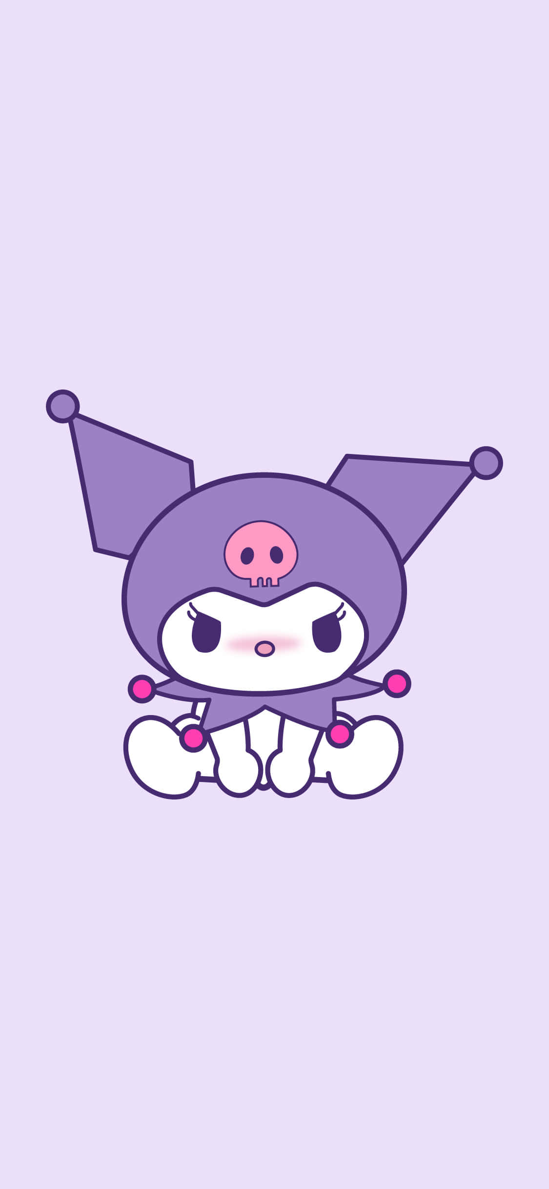 Purple Kuromi, skull emblem, lavender background, Full HD Phone Wallpaper