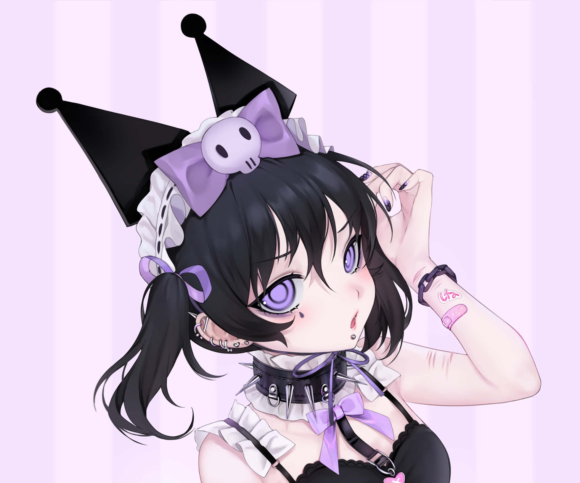Kuromi, anime girl, jester hat, Full HD Desktop Wallpaper
