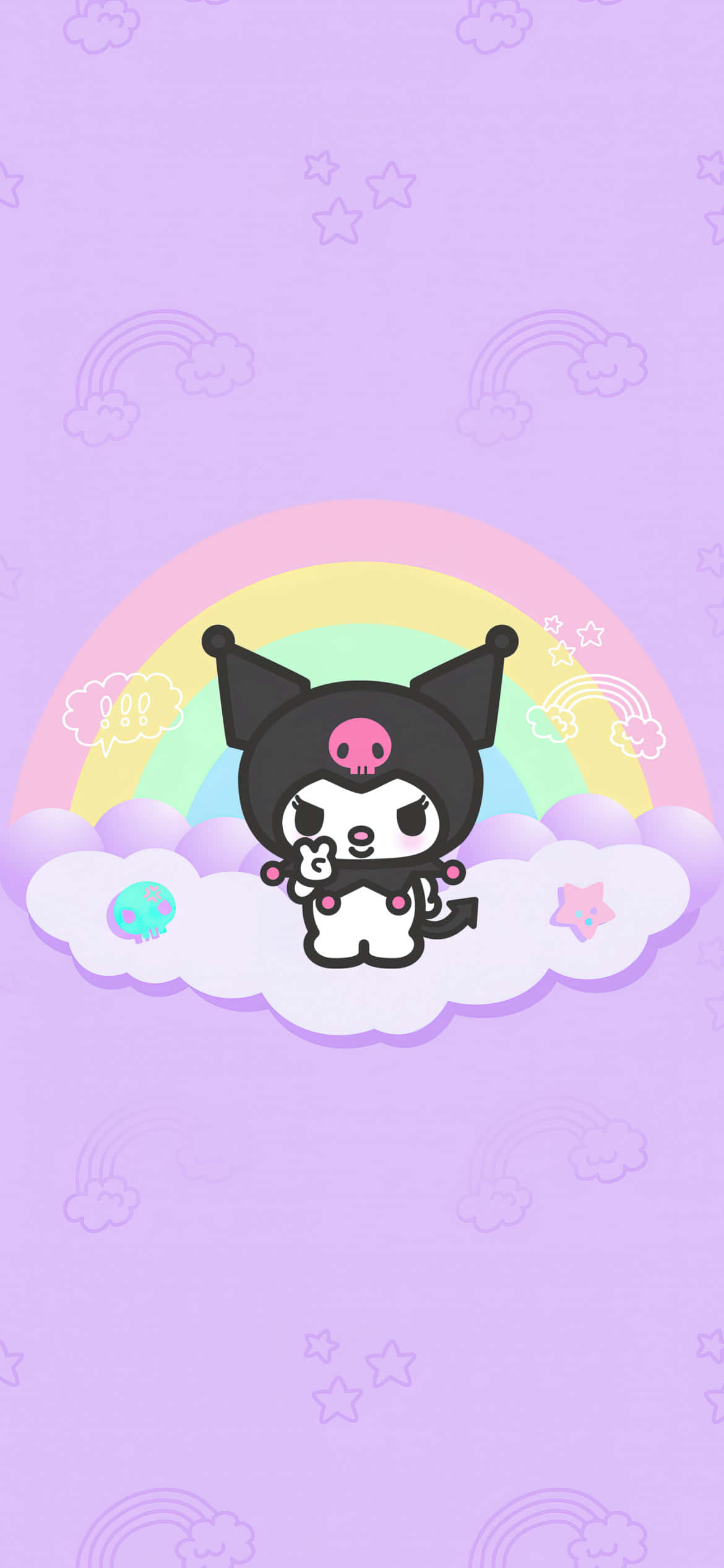 Kuromi, rainbow, cloud, Full HD Phone Wallpaper