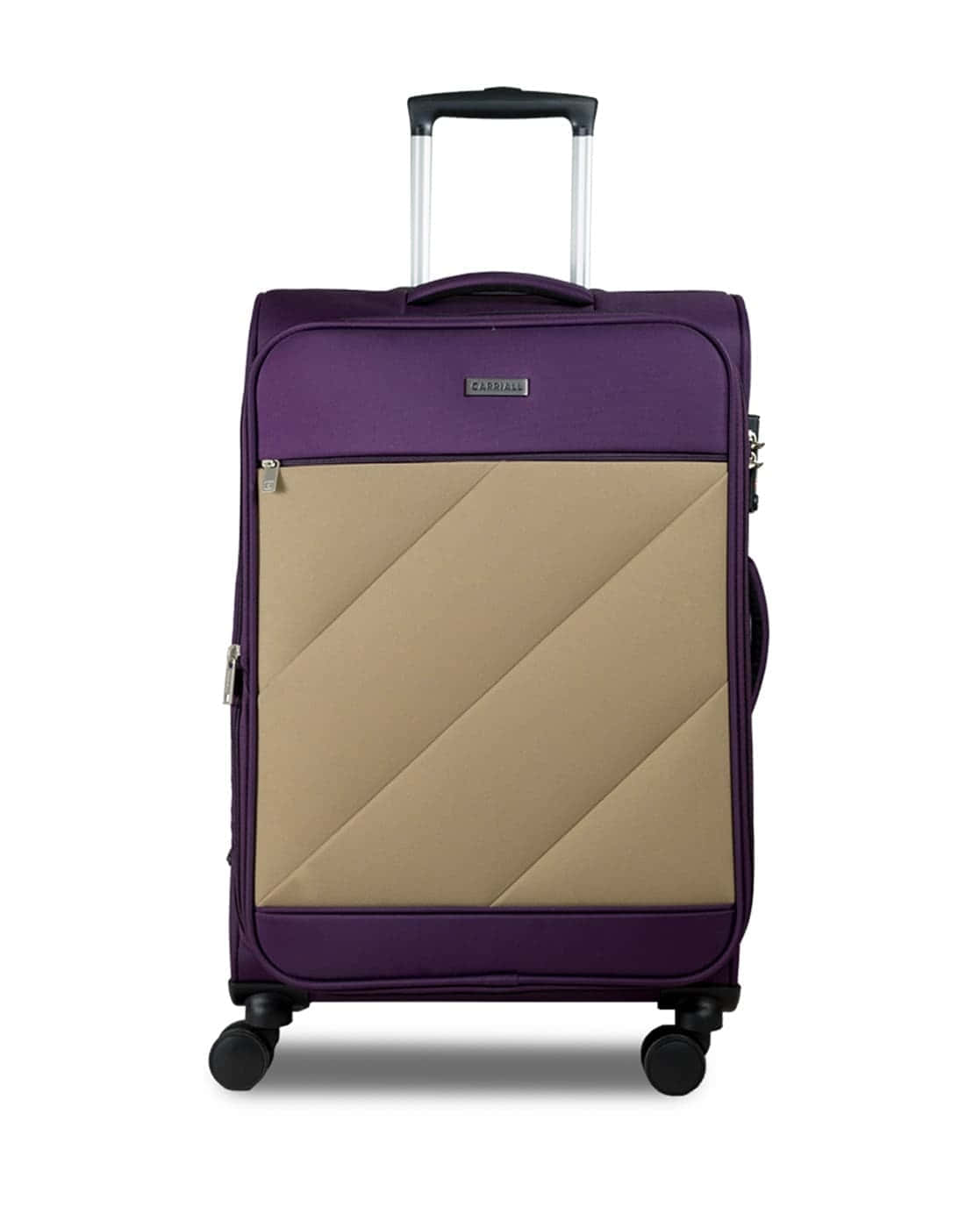 purple luggage, modern purple and beige rolling suitcase, extended handle, HD Phone Wallpaper