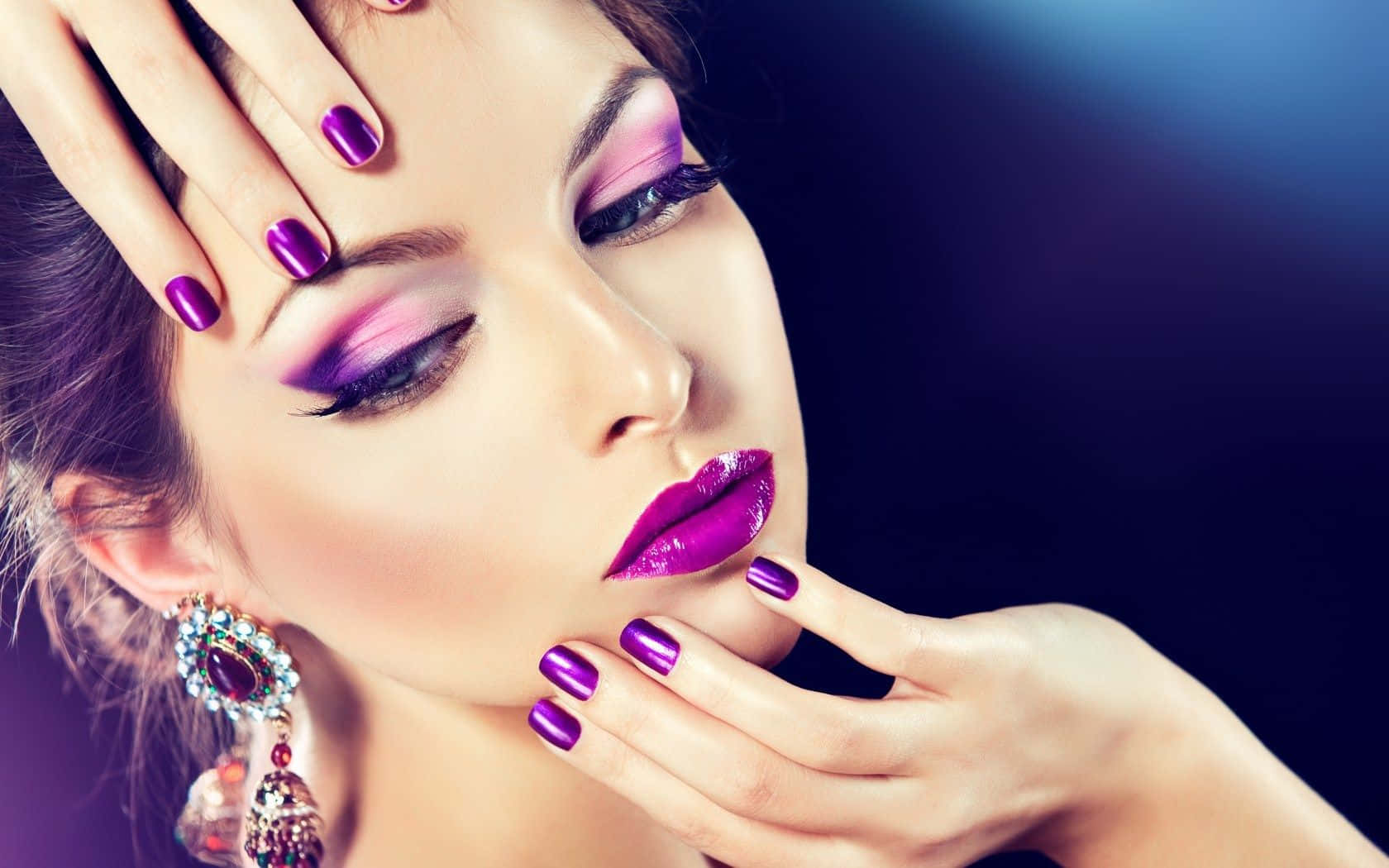 glamorous purple makeup, nail art, purple makeup, HD Desktop Wallpaper