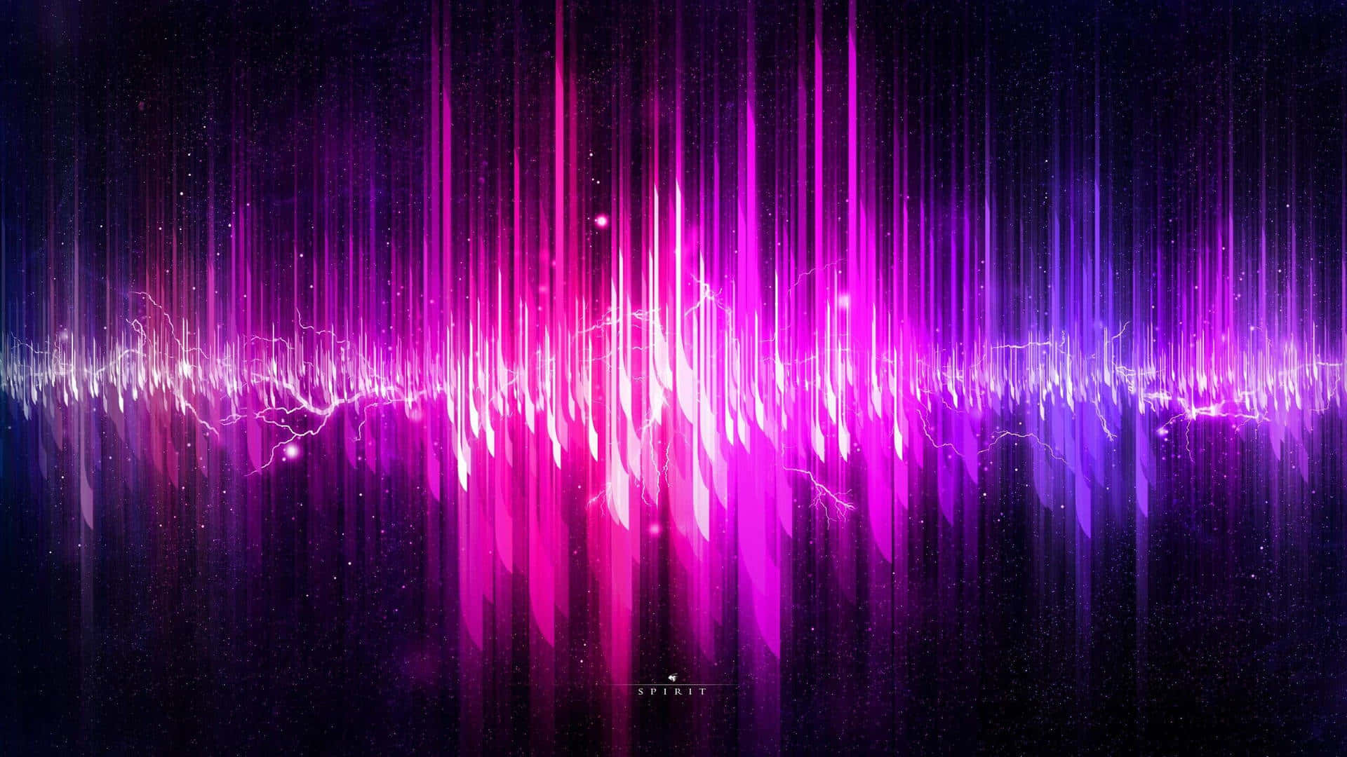 vibrant pink and purple digital soundwave, starry cosmic background, electric lightning effects, Full HD Desktop Wallpaper