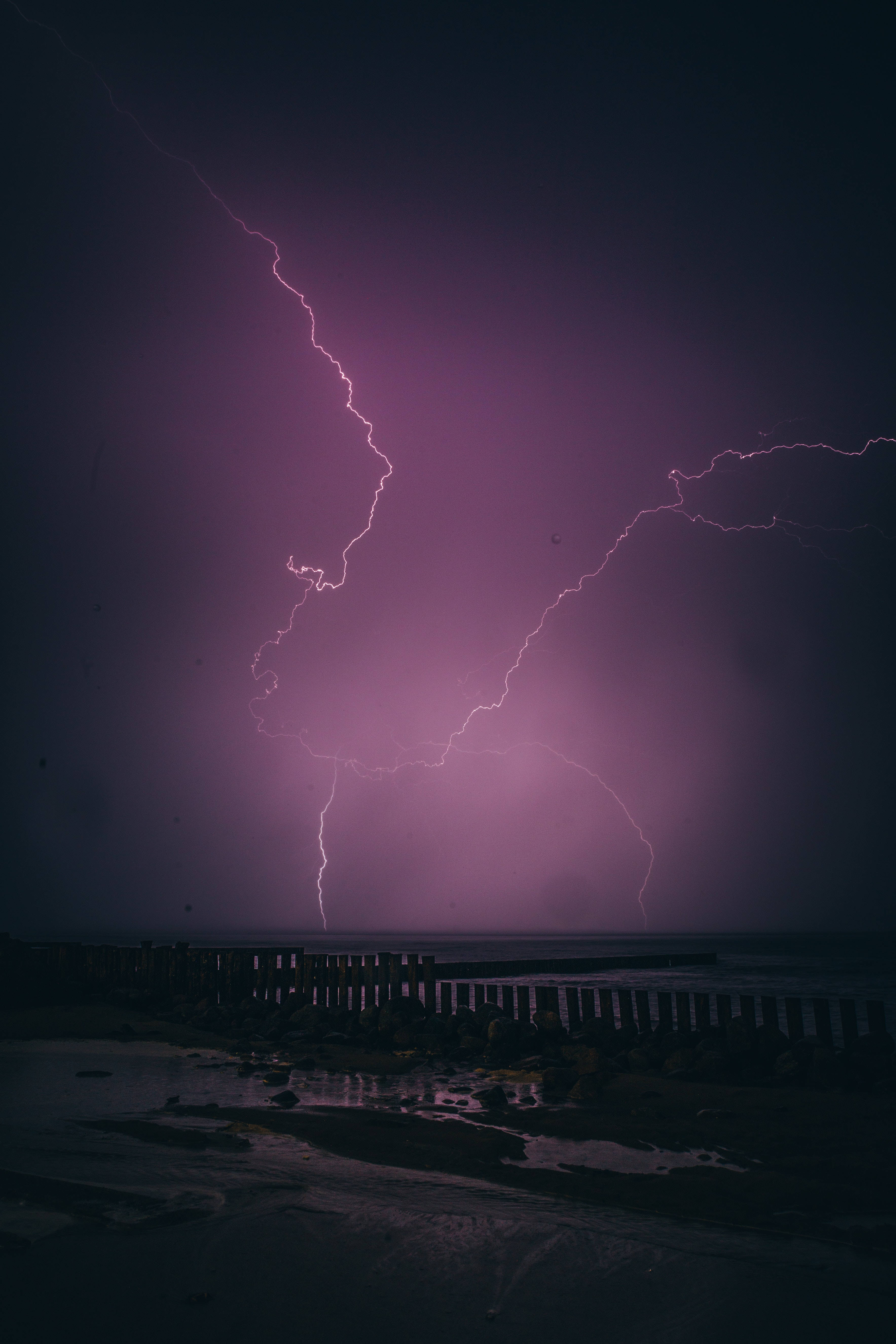 Lightning Flash, Dark Purple, iPhone, 5K Phone Wallpaper
