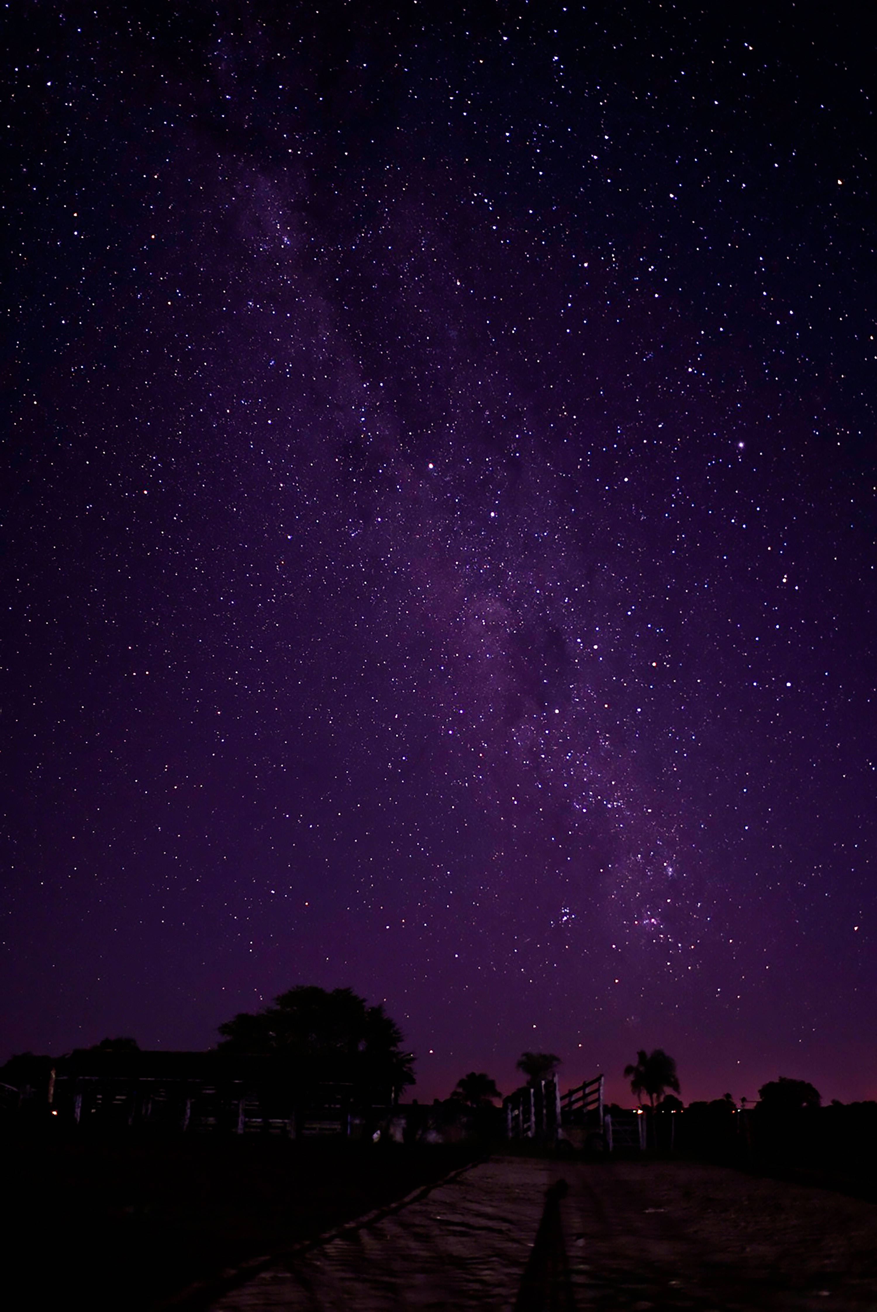 Galaxy Sky Dark Purple, iPhone, purple Milky Way, 4K Phone Wallpaper