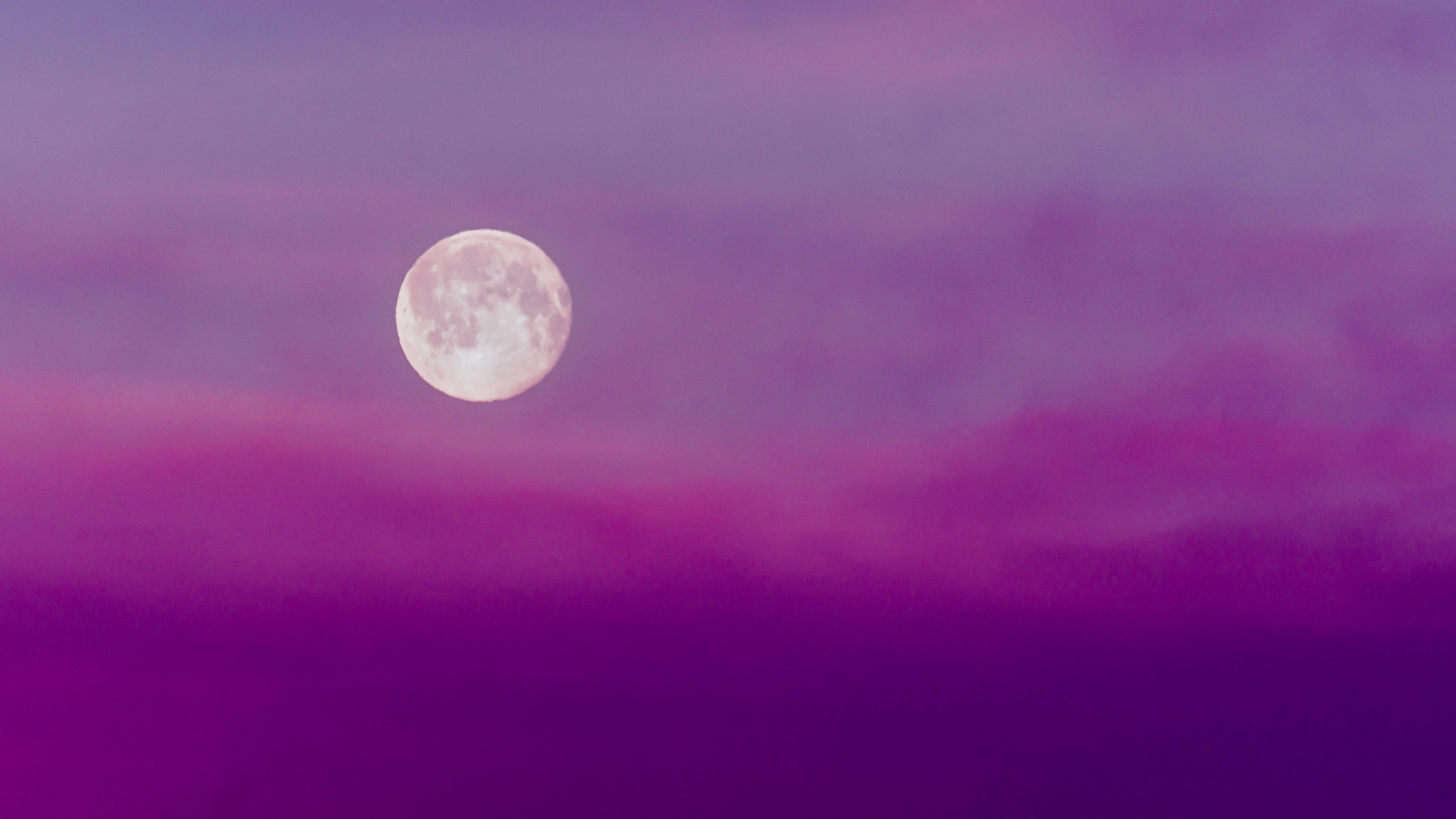 purple night sky, moon, twilight sky, 5K Desktop Wallpaper